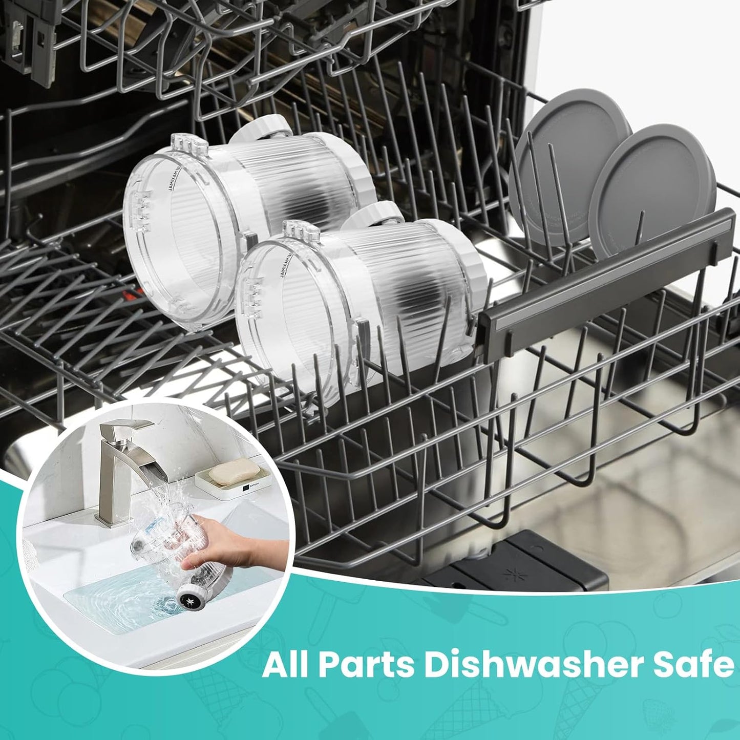 2 Pack Swirl CREAMi Pints and Lids Replacement for Ninja Swirl NC700 Series Ice Cream & Soft Serve Makers, BPA-Free, Leak-Proof & Dishwasher Safe