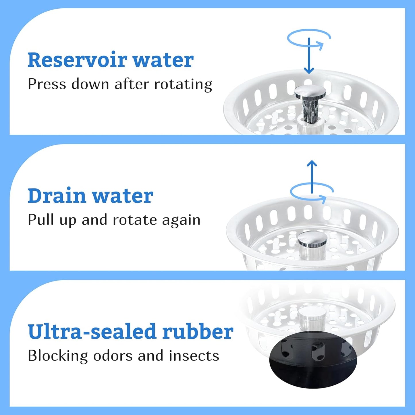 Metal World BS10101BN-2P Post Style Sink Strainer, 3-1/2" Metal Kitchen Strainer, Cast Brass Body Basket Strainer, Strainer with Stainless Steel Basket, Brushed Nickel Finish 2 Pack