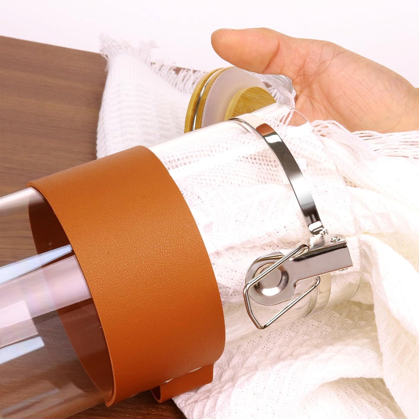 Glass Storage Jars with Spoon, Kitchen Food Storage jars with spoon, Glass Coffee Nuts Canister with Bamboo Lids, Scoop for Coffee Bean, Ground Coffe,Nuts, Cookie, Flour (40OZ×2)