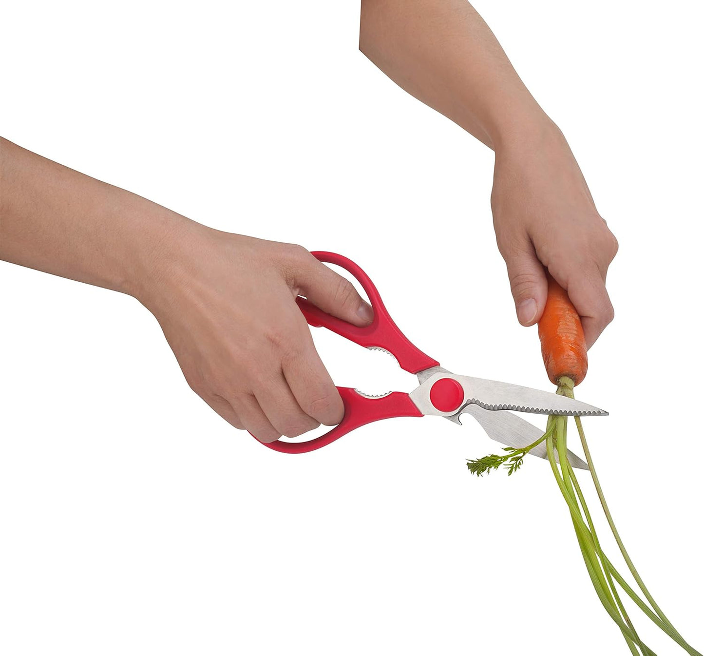 Trudeau Detachable Kitchen Shears - Sharp, Versatile Scissors in Paprika Red - Easy Cleaning & Multipurpose for Cooking, Herbs, and Meat