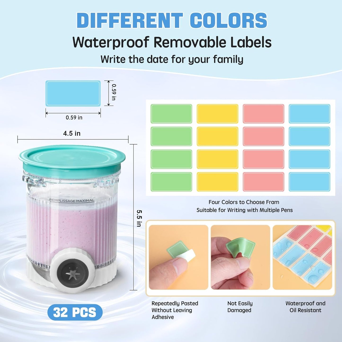 2 Pack Creami Swirl Pints & Lids for Ninja, Compatible with NC700 Series Ninja Swirl Ice Cream & Soft Serve Makers, with 2 Spoons & 32 Writable Labels, BPA-Free & Dishwasher Safe, Blue