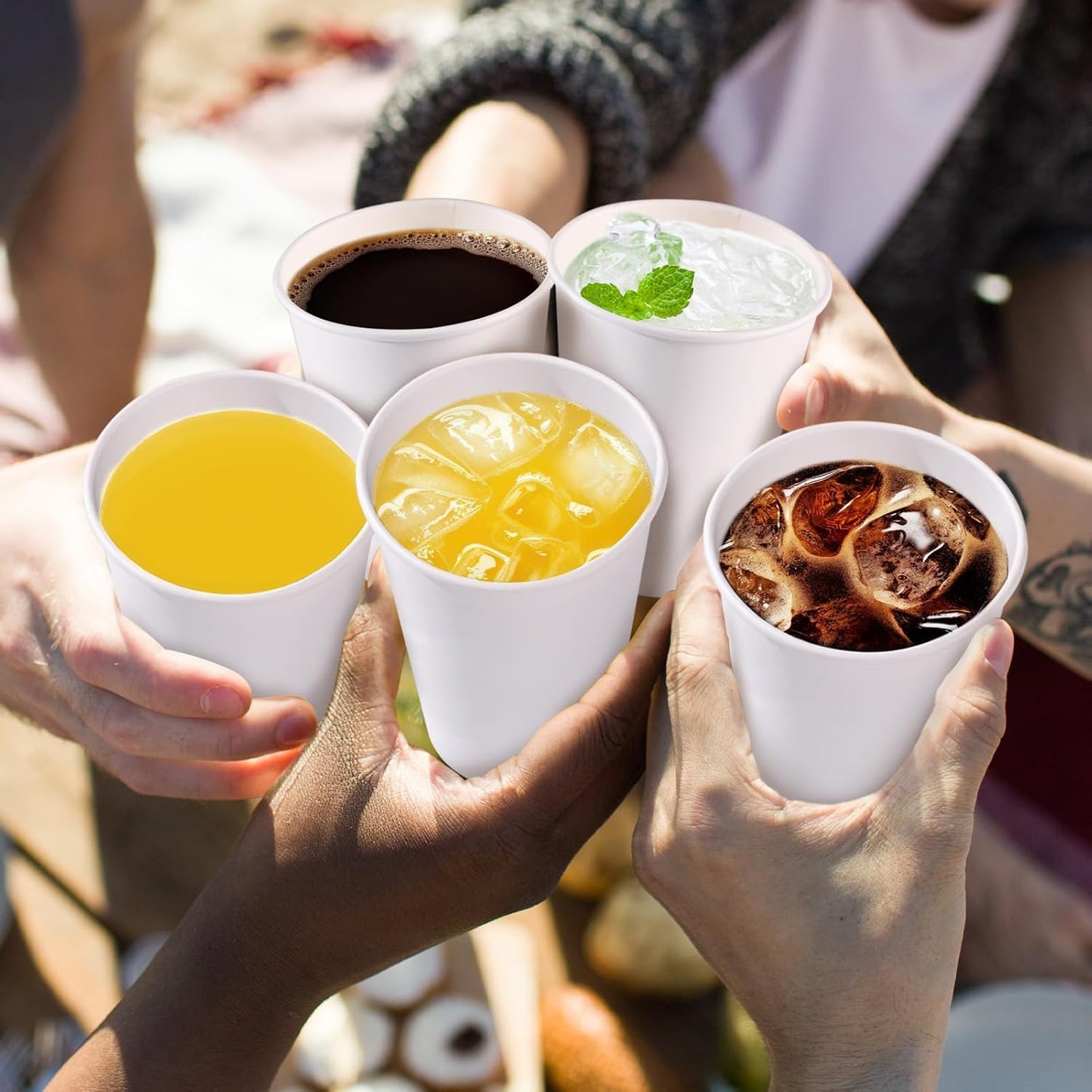 Lamosi 100 Pack 12 oz Paper Cups, Disposable Paper Coffee Cups 12oz, Hot/Cold Beverage Drinking Cups for Water Juice or Tea, Perfect for Office Party Home Travel