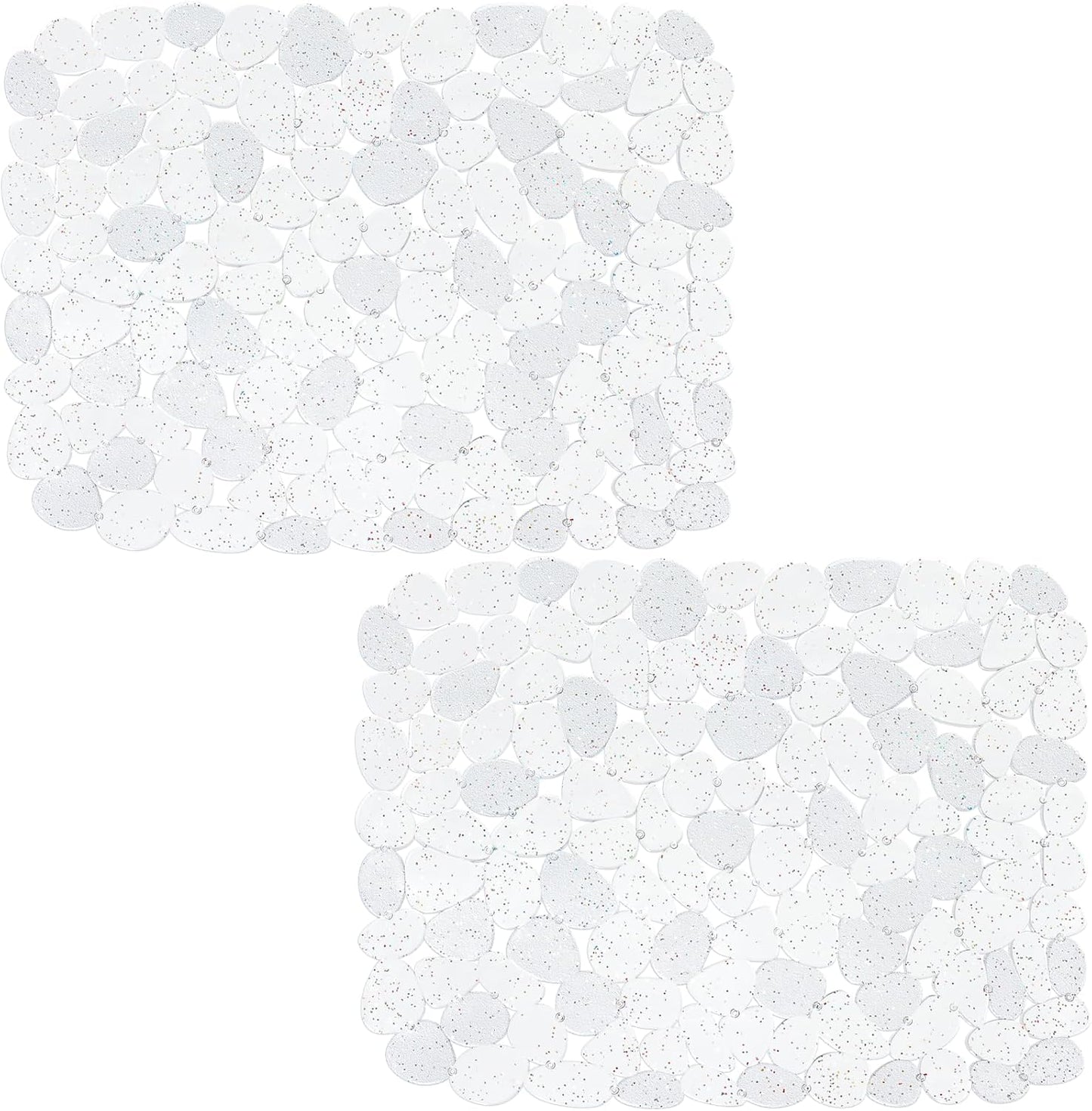OTHWAY 2Pcs Kitchen Sink Mats, 15.7" x11.8" Scratch Free Sink Protector for Stainless Steel/Porcelain Sink, Pebble Design Quick Drain Dish Drying Mat Bling Clear
