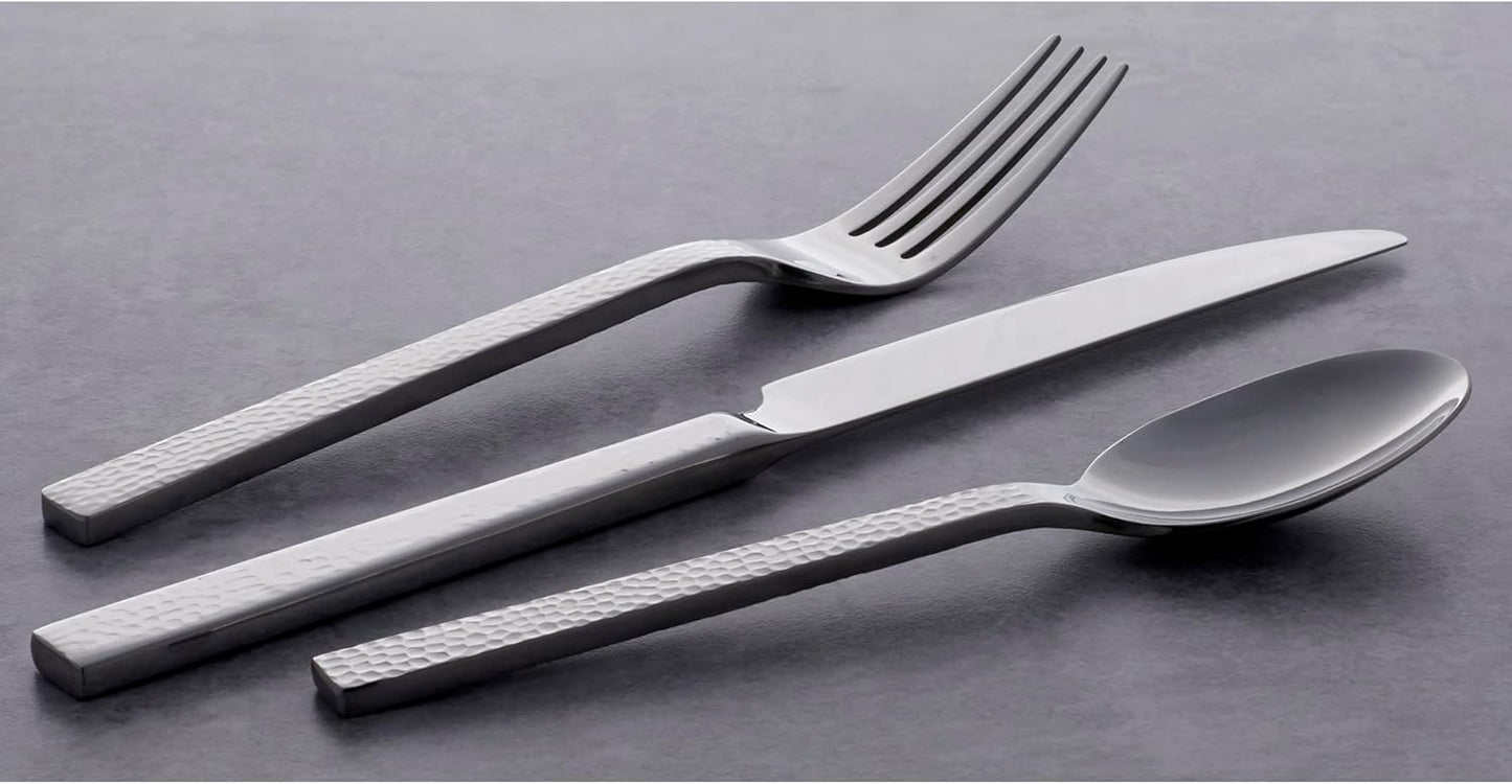 Oneida Chefs Table Hammered 45 Piece Everyday Flatware Set, Service for 8, 18/0 Stainless Steel,Silverware Set