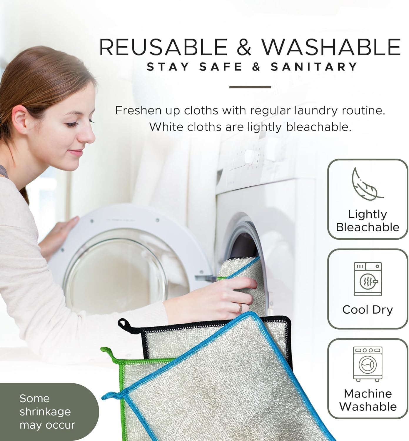 Whiffkitch Dish Cloths & Dish Towels for Kitchen - Reusable, Hygienic, Quick Drying, Durable Kitchen Washcloth, Absorbent, Scrub-Non-Scratch, 6x7 Inches Multi Color, 3 Pack