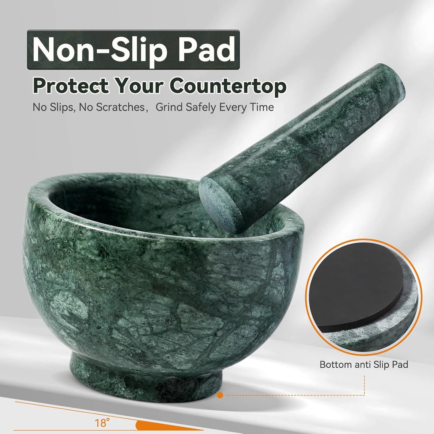 Koville Indian Natural Marble Mortar and Pestle Set, Grinder Bowl for Guacamole, Salsa, Pill Crusher, Spice, Herb, Garlic, Nut, Heavy Duty Grinder for Kitchen