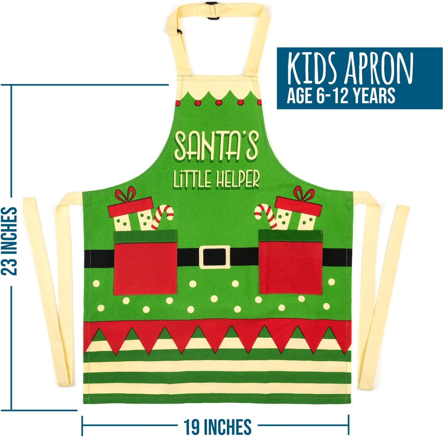 Lavley Christmas Baking Aprons - Funny kitchen gift for men, women and kids - 100% cotton adjustable apron for holiday bakers