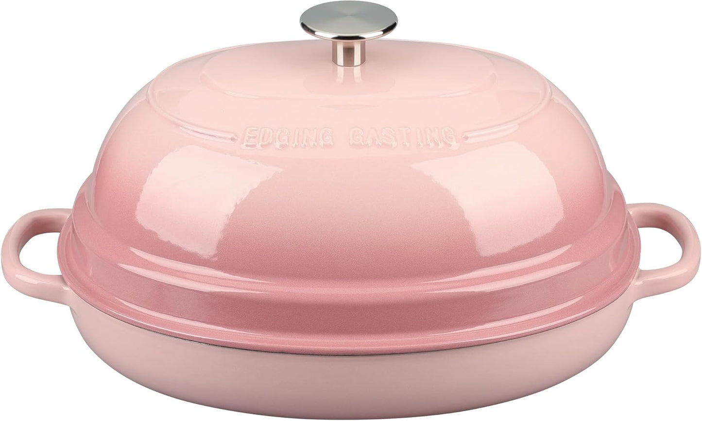 Enameled Oval Cast Iron Dutch Oven Pot with Lid, Bread Dutch Oven for Sourdough Bread Baking, 6QT, Pink