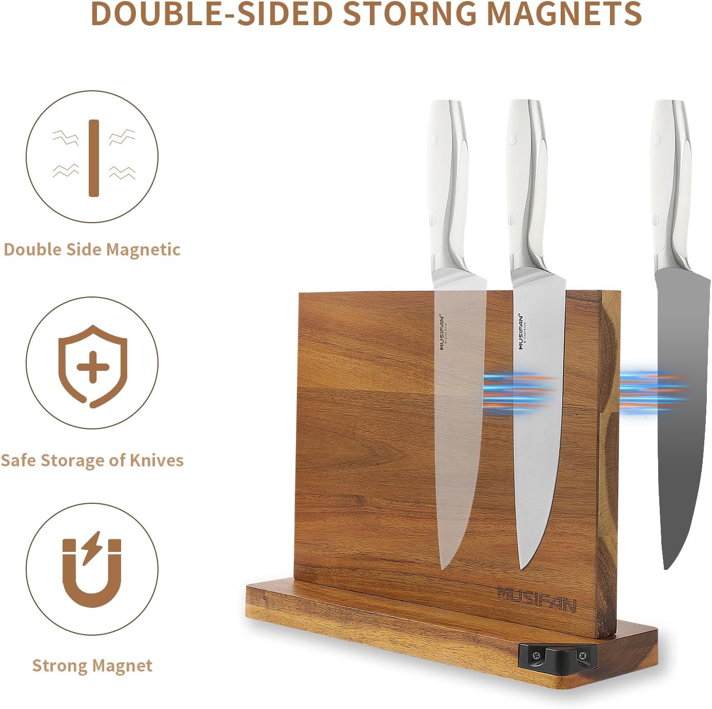 Magnetic Knife Block - Magnetic Knife Holder - Magnetic Knife Stand- Cutlery Display Stand and Storage Rack(sharpener)
