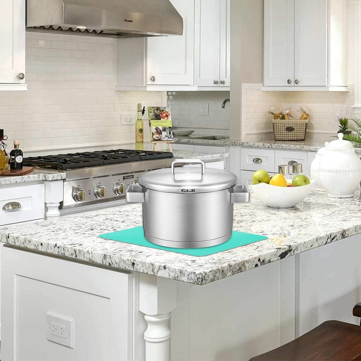 LogHog Large Silicone Trivet Mats for Hot Dishes/Pans, Heat Resistant Pot Holder, 9"x12" Non Slip Flexible Durable Pot Coaster Kitchen Table Mats Set of 2 (Teal)