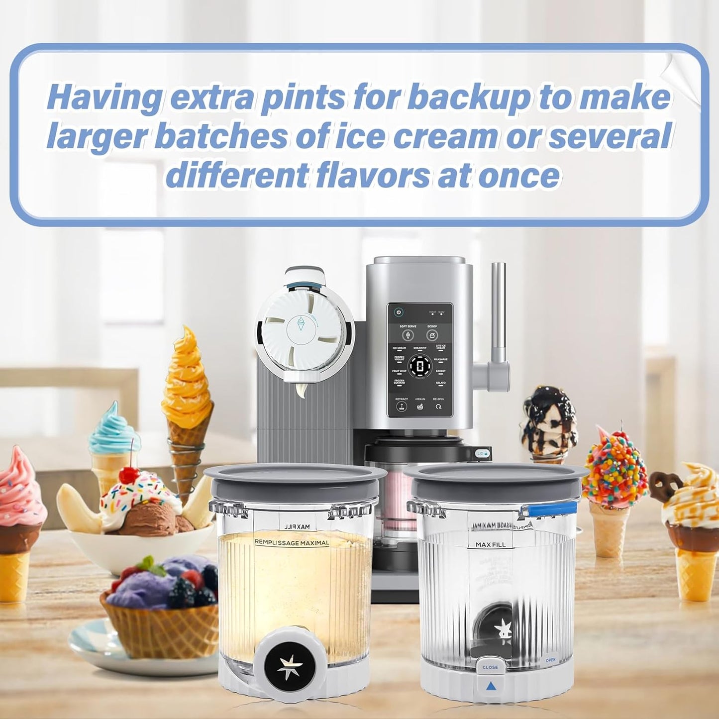 NANOBABY Pints and Lids Replacement Compatible with Ninja Swirl by Creami NC700 Series Ice Cream Makers, 16oz Cup Containers Replacement for Creami Swirl NC701 NC701Q CN701CO, 2-Pack, BPA Free, Clear