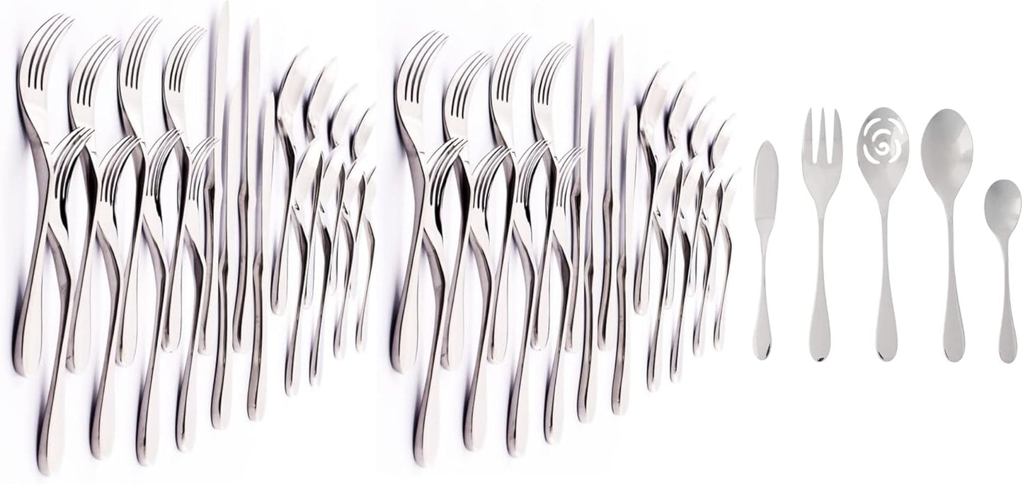 KNORK's Original Flatware Set - 45 Piece Glossy Silverware Set with Knork Forks - Durable and Stylish Knork Flatware Set for Everyday Use, Service for 8