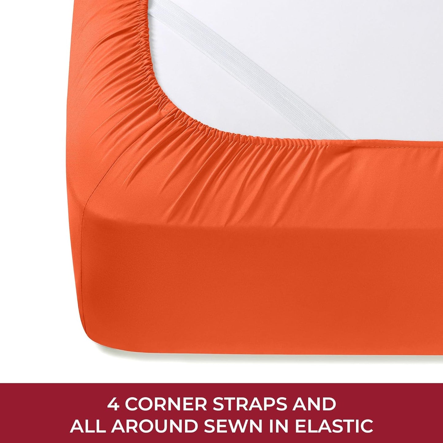 Mellanni RV Short Queen Sheets - 4 PC Iconic Collection Bedding - Hotel Luxury, Extra Soft, Cooling Bed Sheets - Deep Pocket up to 10 inch (RV/Short Queen, Poppy Orange)