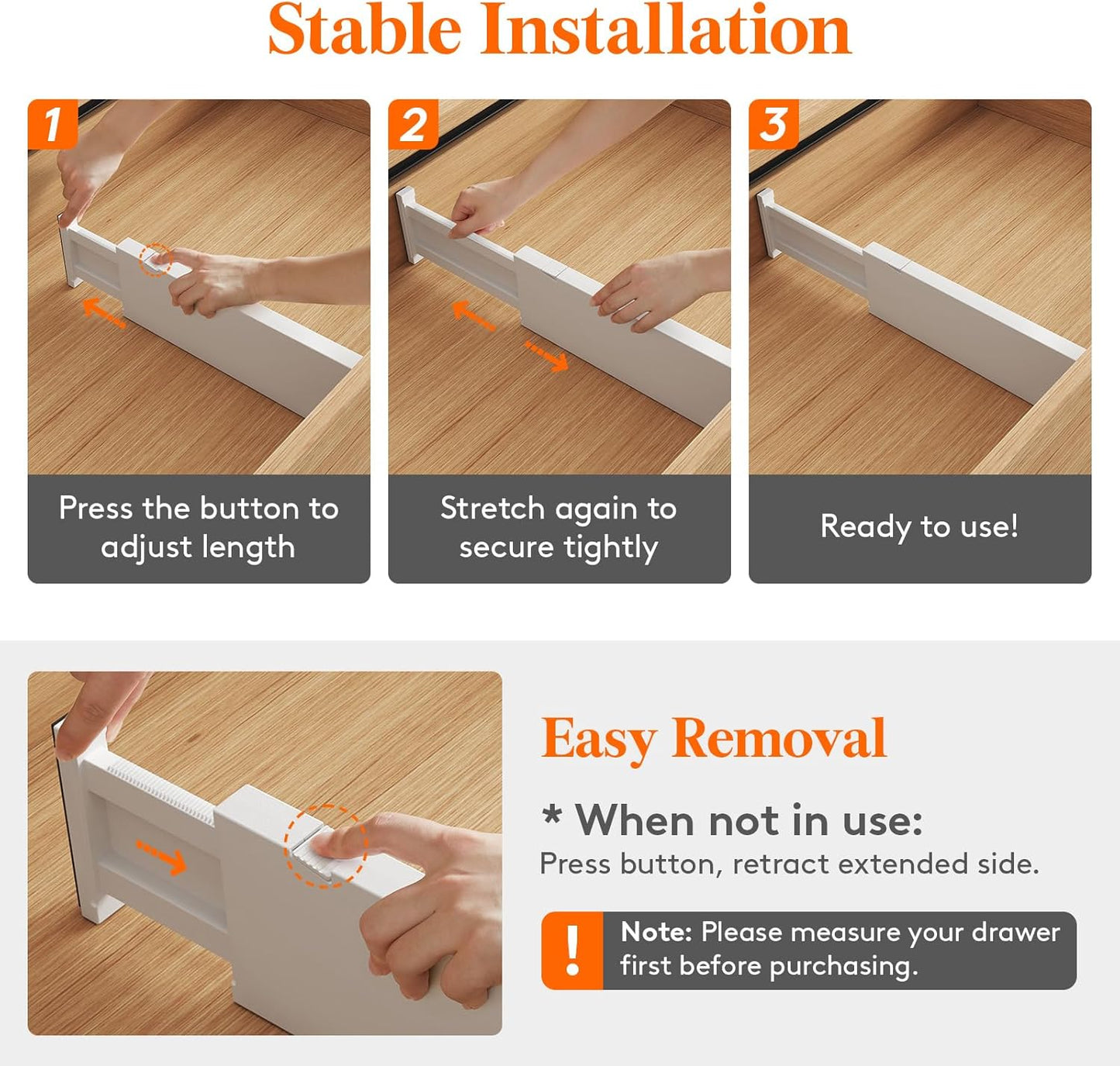 Lifewit 5 Pack Drawer Dividers Plastic 4" High, 13.5-22" Adjustable Drawer Organizers for Clothes, Expandable Dresser Separators in Bedroom/Bathroom/Kitchen/Fridge/Office Organization and Storage