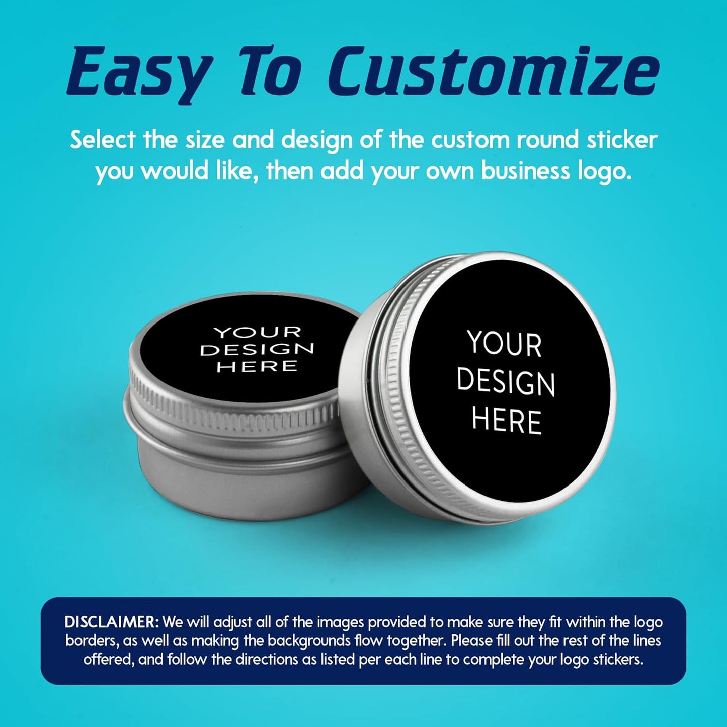 5-1000 Custom Vinyl Stickers - Upload Your own Image, Text, Design, Logo - Personalized Logo Labels for Handmade, Packaging, Bottle, Jars, Candle, Brand Stickers (Black, 1x1)