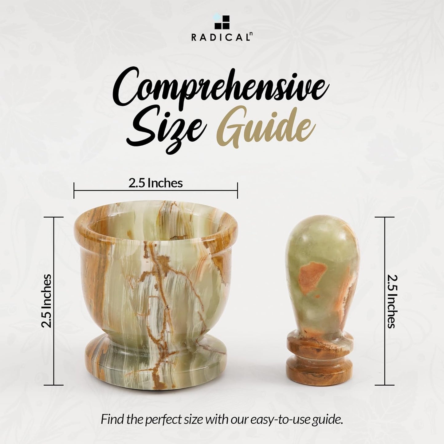 Radicaln Marble Mortar and Pestle Set Green 2.5" Inches Handmade Garlic Crusher & Grinder Bowl for Kitchen, Mini Mortar and Pestle Set - Herb Grinder Spice Grinder