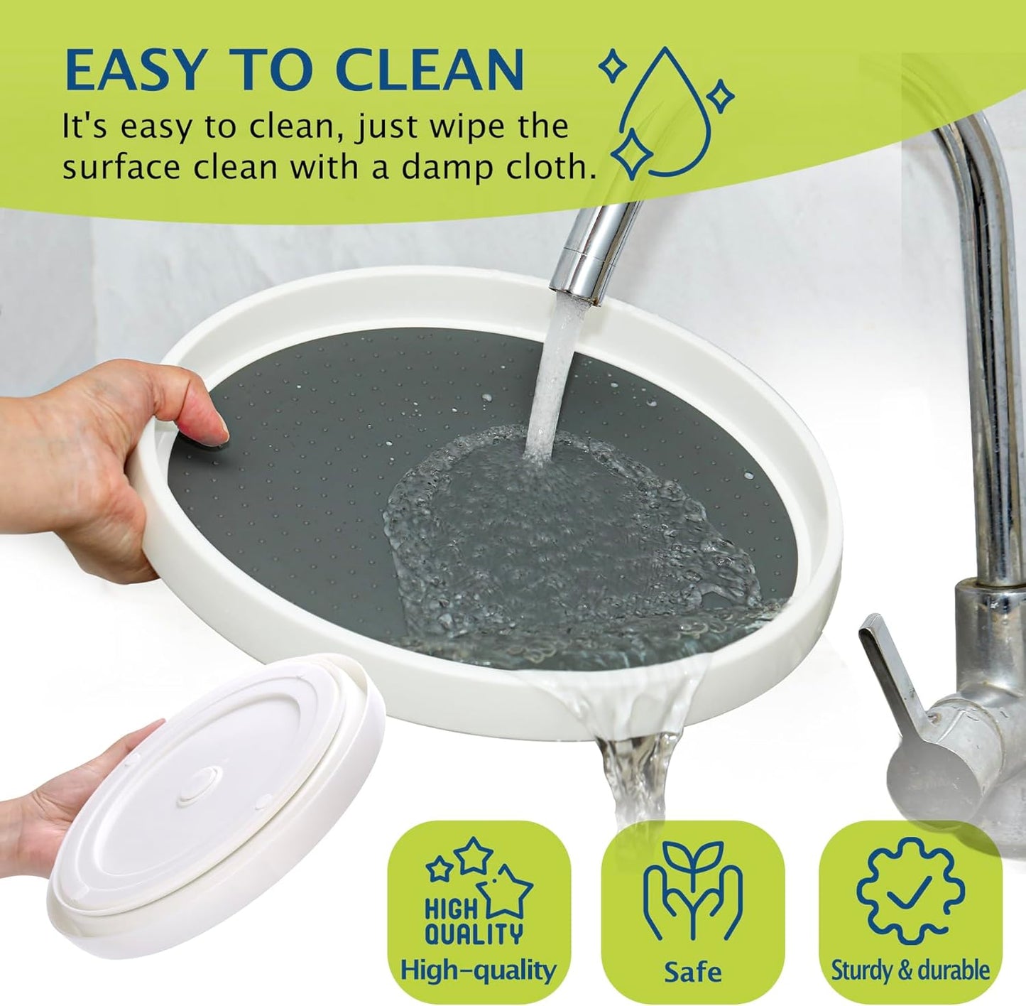 Lazy Susan Turntable, Set of 4, 10 Inch Non-Skid Lazy Susan Organizer for Cabinet, Pantry Organization, Kitchen Storage, Bathroom Sink Cabinet, Refrigerator, Countertop, Spice Rack (4 Pack 10 in)