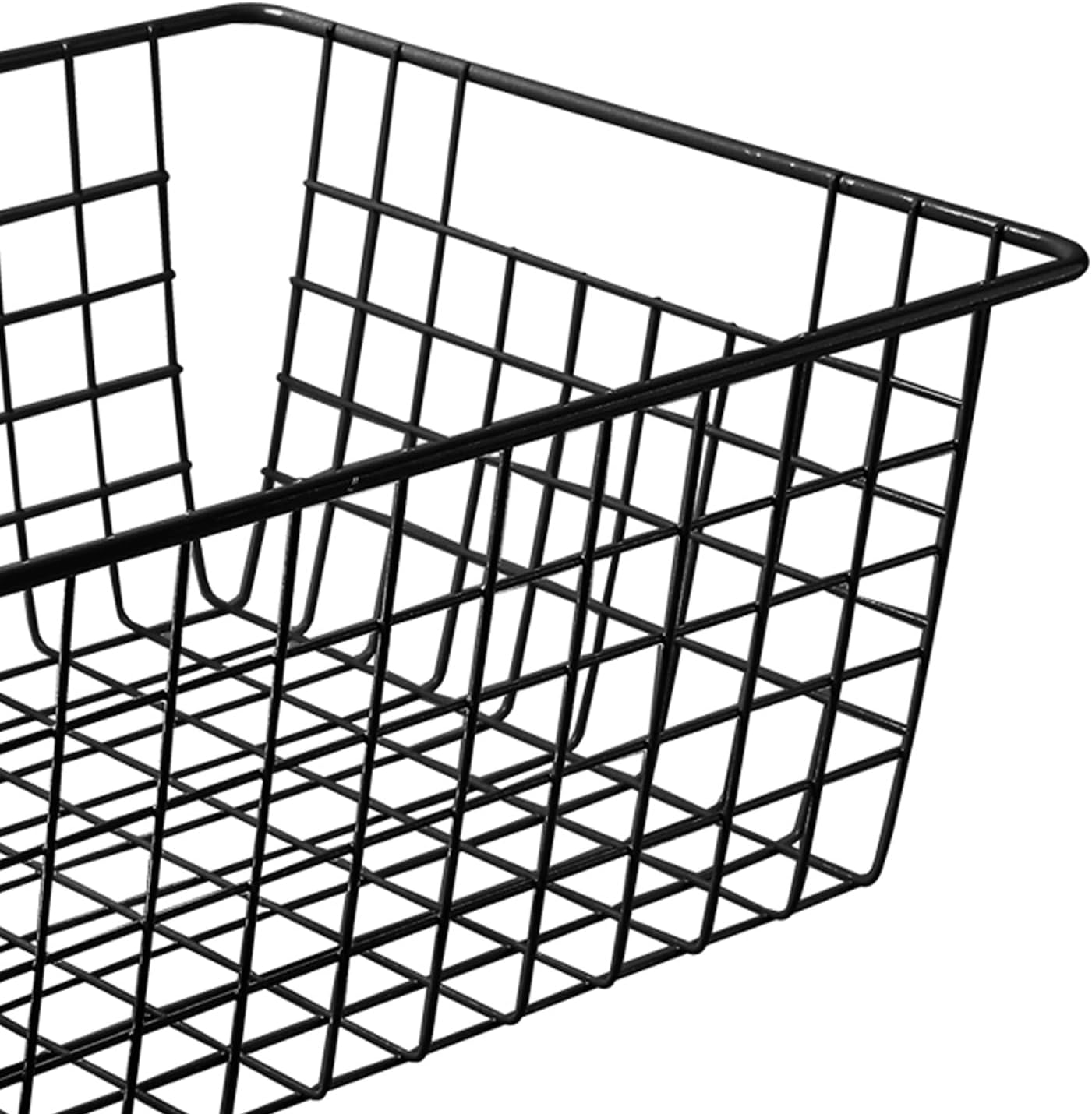 14" Upright Freezer Storage Baskets, Black Wire Storage Bins Large Bakset for Freezer, Pantry, Bathroom Organizing, Set of 4