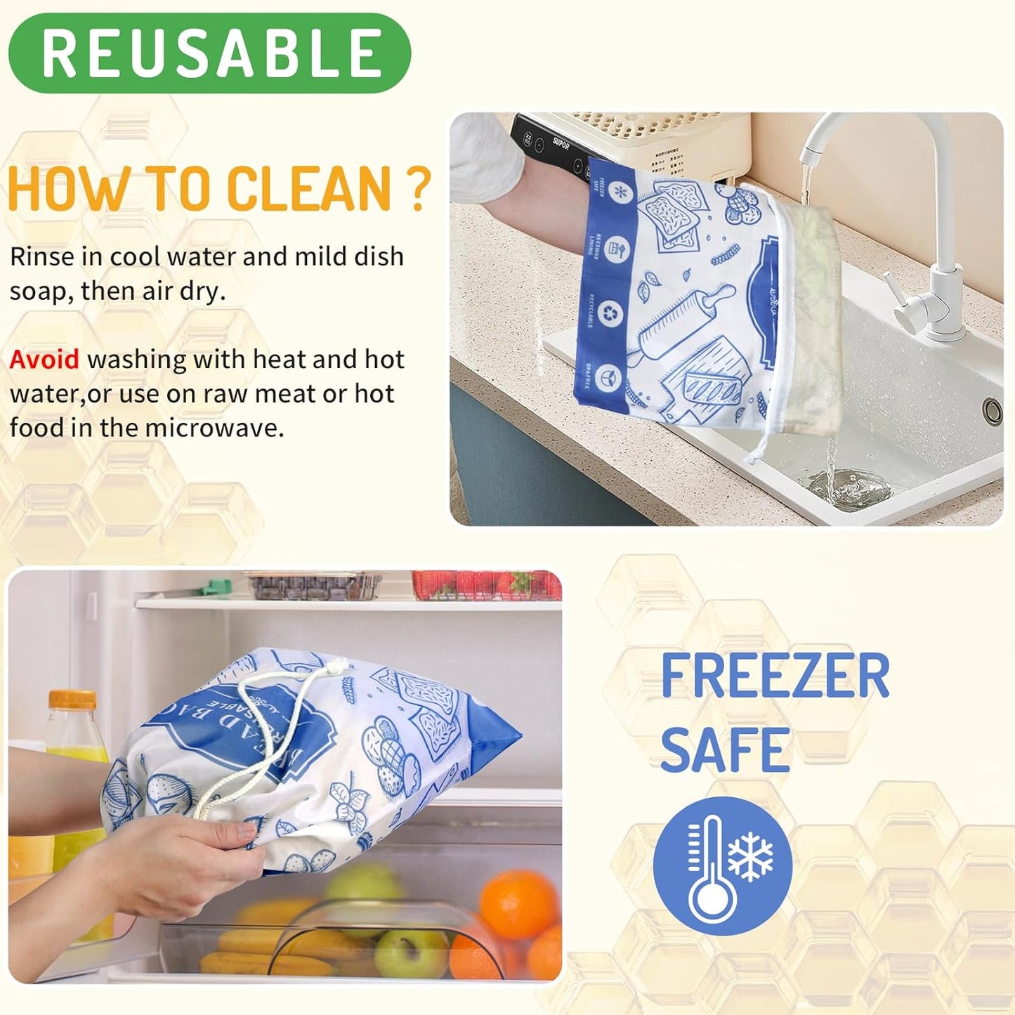 2-Pack Beeswax Bread Bags for Homemade Bread,Reusable Sourdough Storage Bags with Premium Beeswax Coating for Loafs Baguette Fresh Keeping,Great Baking Essentials and Gifts for Families & Friends.