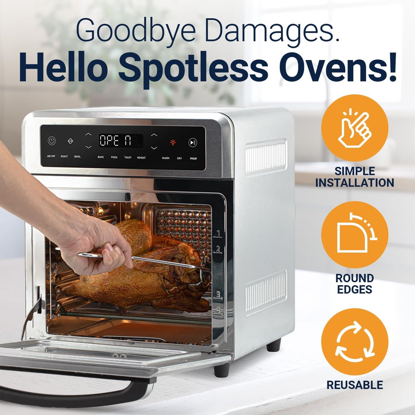 Toaster Oven Liners for Bottom of Oven (4 Pack) Reusable Non-Stick Heat Resistant Toaster Liners, Compatible with Ninja, Cuisinart, Emeril Lagasse & More, Toaster Mat, 12"x12" (Copper)