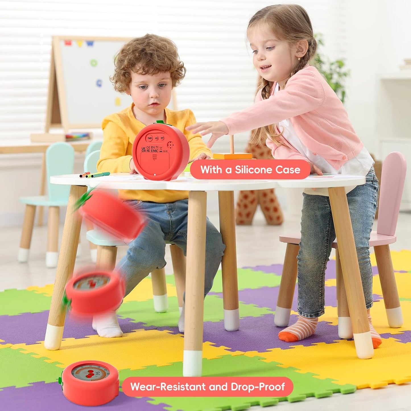 Digital Visual Timer for Kids with Protective Case, Tomato Theme 299 Minute Pomodoro Timer for Classroom Office Kitchen, Time Management Tools for ADHD Children