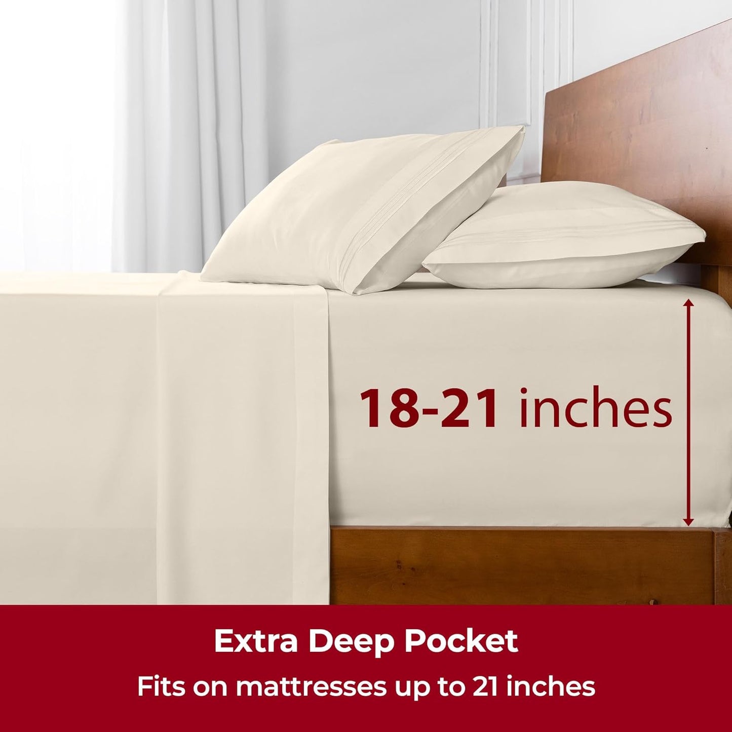 Mellanni Extra Deep Queen Sheets - 4 PC Iconic Collection Bedding - Hotel Luxury, Ultra Soft, Cooling Bed Sheets - Wrinkle, Fade, Stain Resistant (Queen, Golden Ivory)