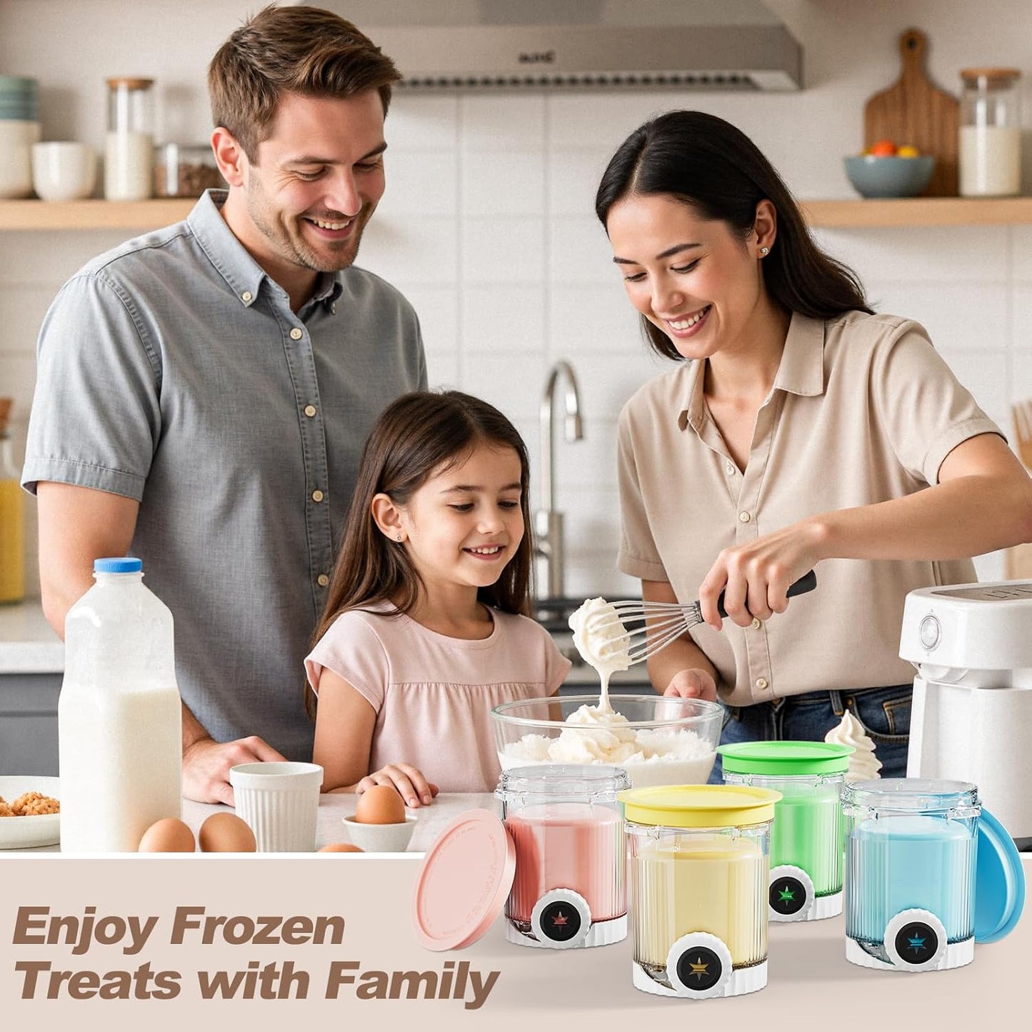 Swirl Creami Pints and Lids for Ninja - 4 Pack, Compatible with NC700 Series Ninja Swirl by CREAMi Ice Cream and Soft Serve Maker, 16 OZ Replacement Containers with Lid, Dishwasher Safe&Mix Color Lids