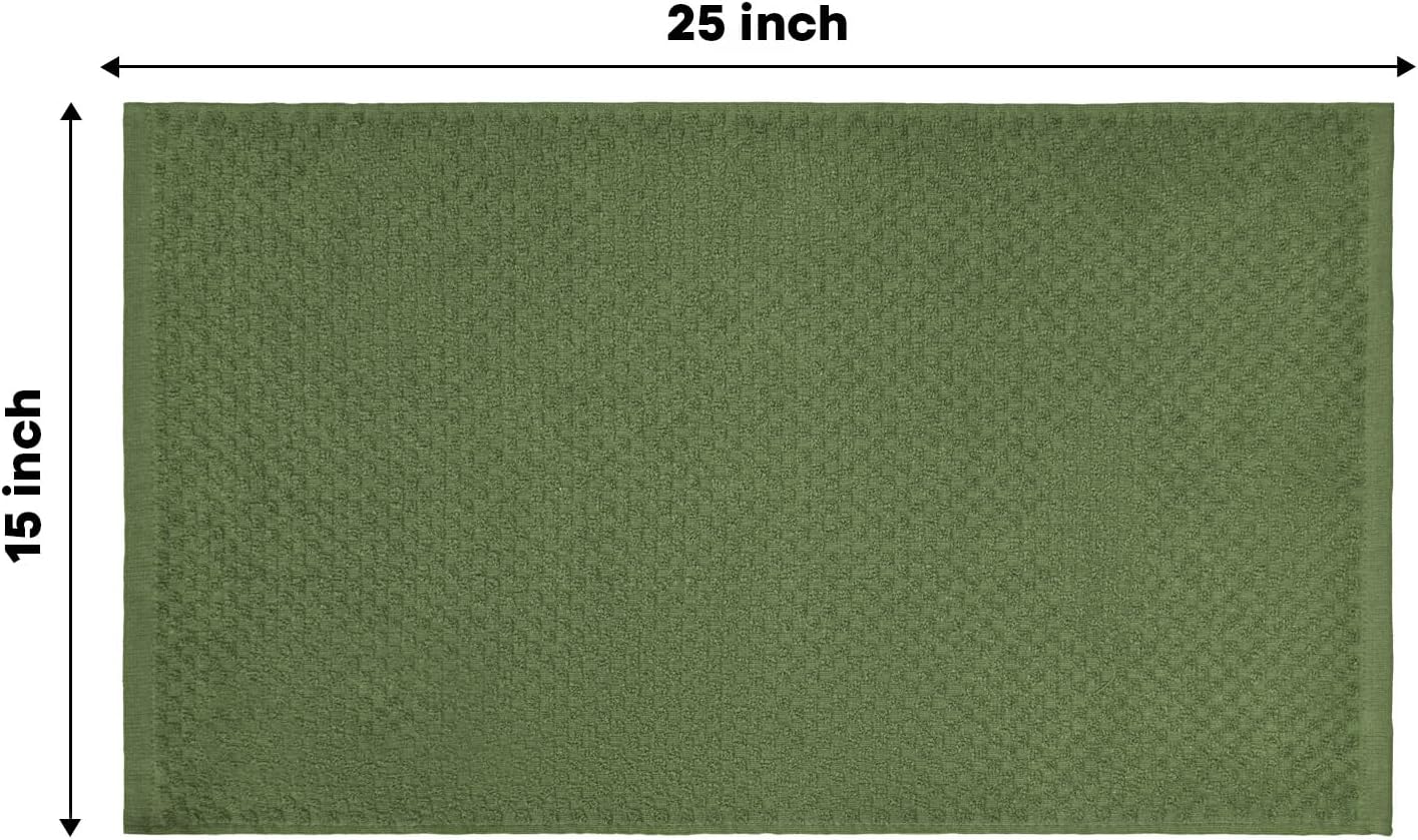 Artoid Mode Ring Spun Cotton Green Kitchen Dish Towels, 15x25 Inch Ultra Soft Absorbent Quick Drying Household Cleaning Tea Towels Bar Towels Set of 4