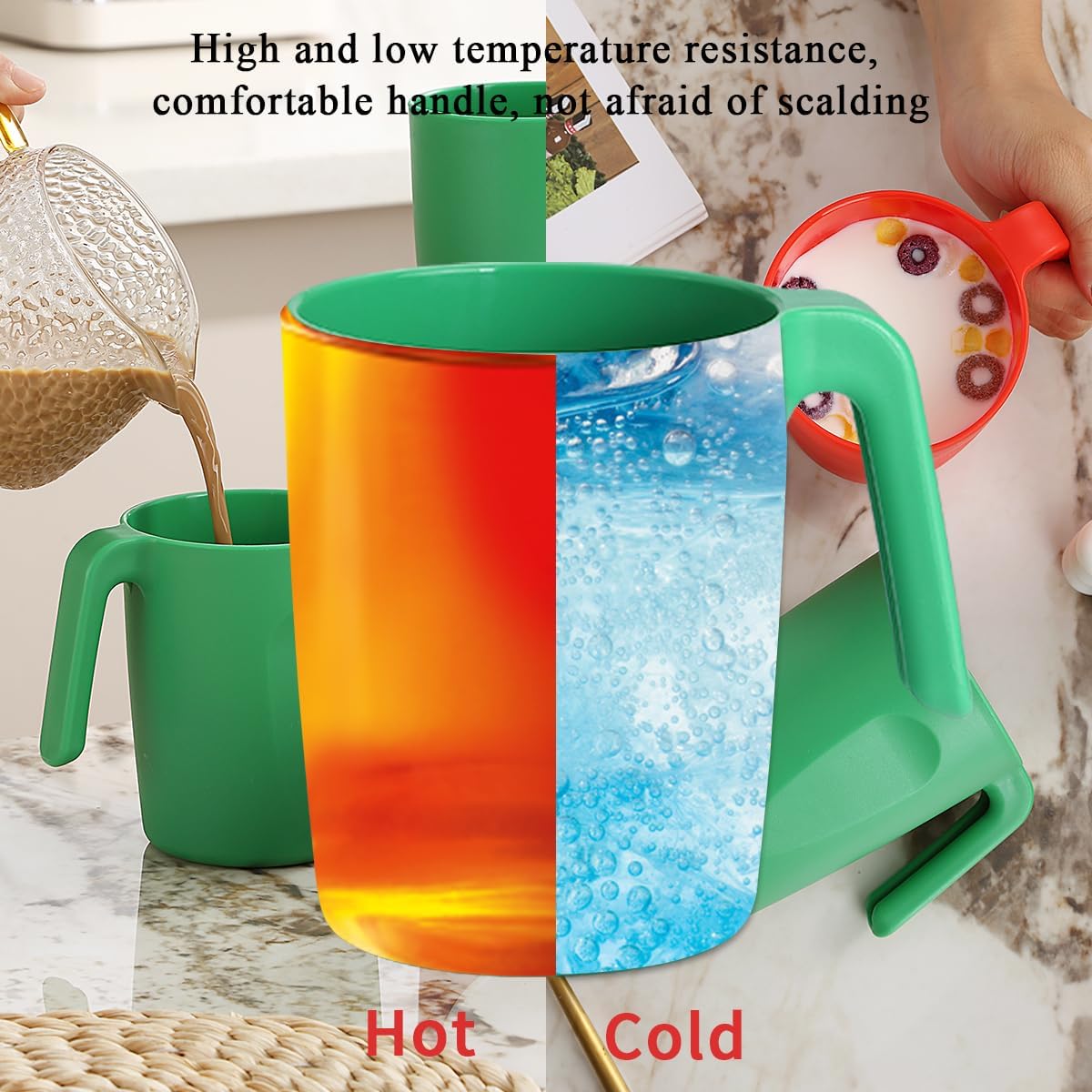 Kyraton Plastic Mug Set 12 Pieces, IT Color Unbreakable And Reusable Light Weight Travel Coffee Mugs Espresso Cups Easy to Carry And Clean, Dishwasher Safe