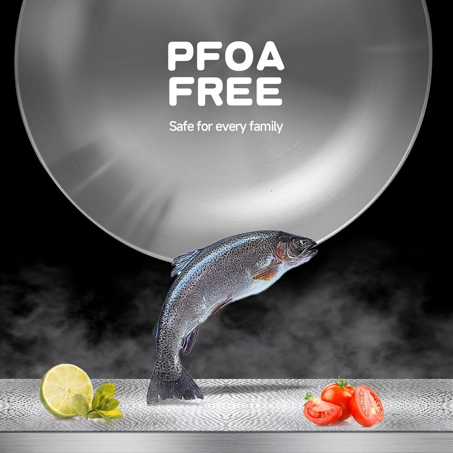 LOLYKITCH 9.5 Inch Tri-Ply Stainless Steel Frying Pan,Skillet,Induction Cooking Pan,Dishwasher and Oven Safe,Detachable Handle.