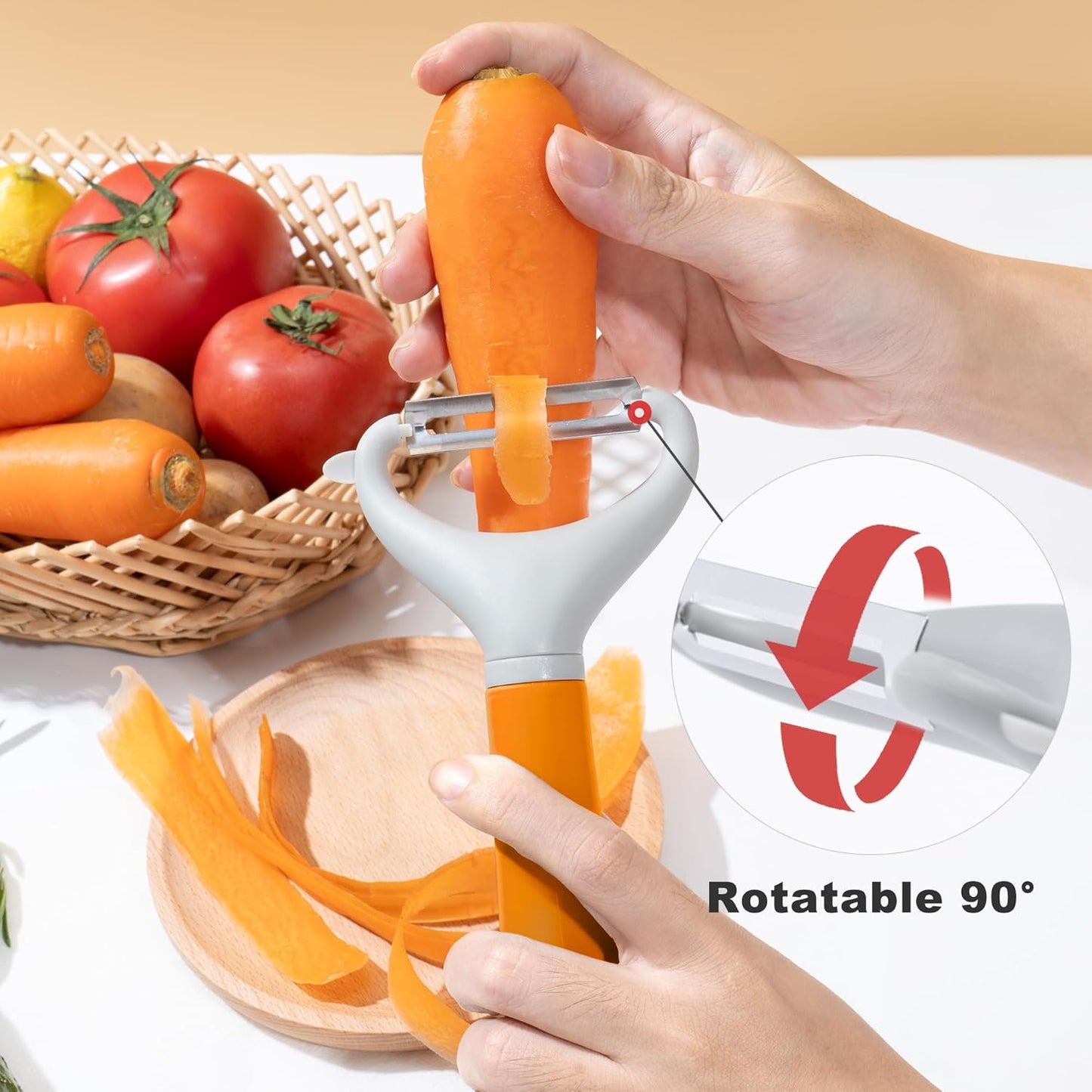 Li&Zhao Vegetable Peelers - Potato Peelers Fruit Peeler Veggie Peeler Carrot Peeler Apple Peeler Garlic Peeler for Kitchen Julienne Peeler, Dishwasher Safe(Orange)