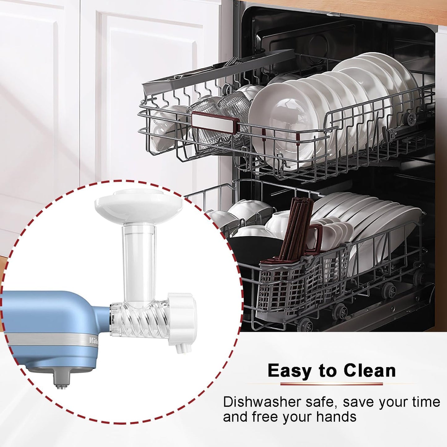 Ice Cream Maker Attachment for KitchenAid Stand Mixers, Dairy Free Frozen Fruit Soft Serve Ice Cream Machine Compatible with KitchenAid and Cuisinart, for Making Yogurt/Natural Desserts/Gelato