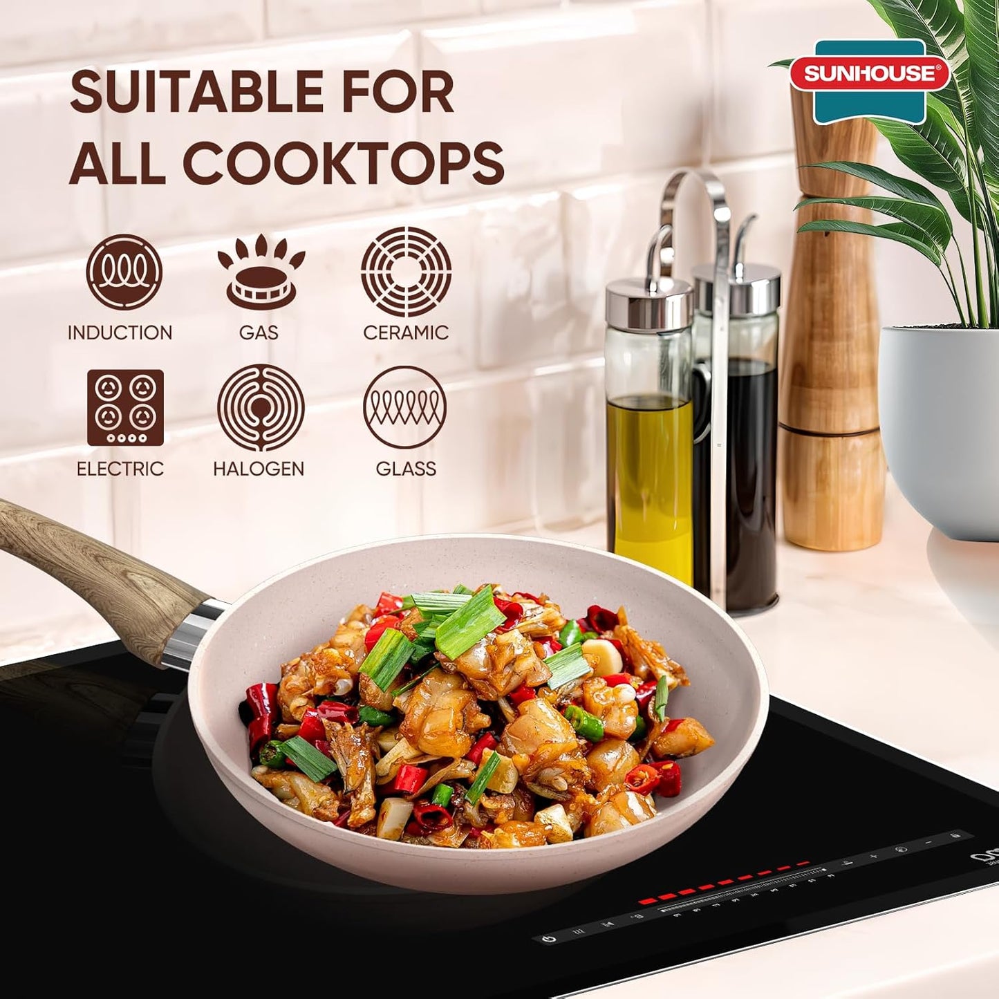 Sunhouse – Durable 9 Inch / 22 cm Nonstick Skillet, 4-Layer Non-Stick Frying Pan, PFOA-Free, Stay-Cool Handle, Induction Compatible with All Cooktops