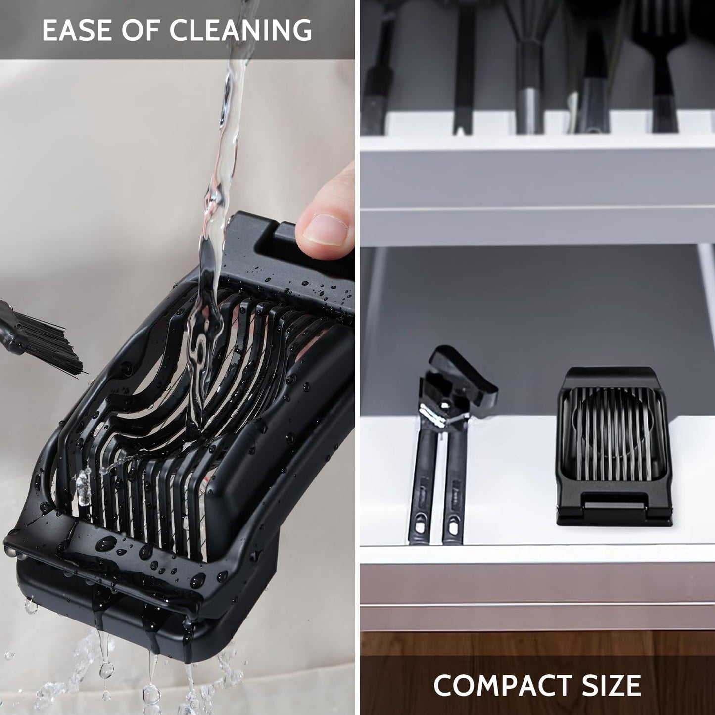 Sopito Heavy Duty Stainless Steel Wire Egg Slicer for Hard Boiled Eggs & Strawberry Other Soft Food, Black