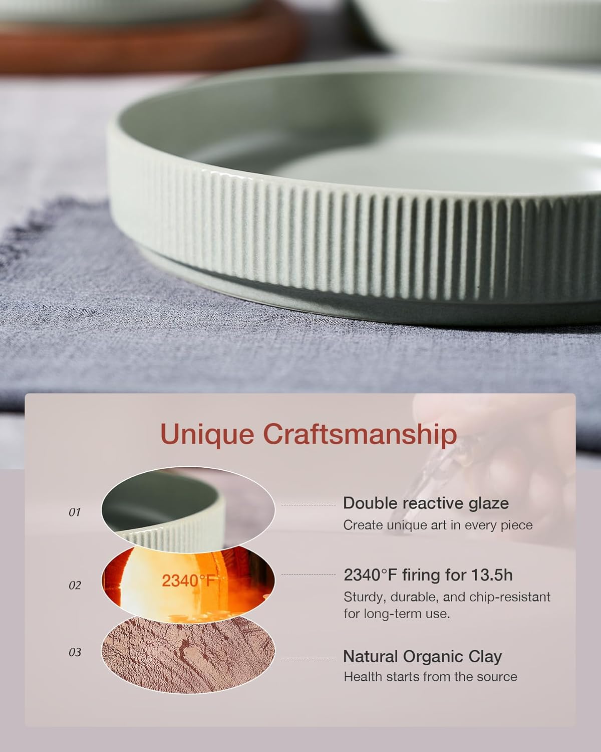 famiware Star 7.5" Pasta Bowls Set, Salad Bowl Set of 6, Double Reactive Glaze, Stackable, Perfect for Your Friend for Housewarming, Thanksgiving, Christmas, Light Green