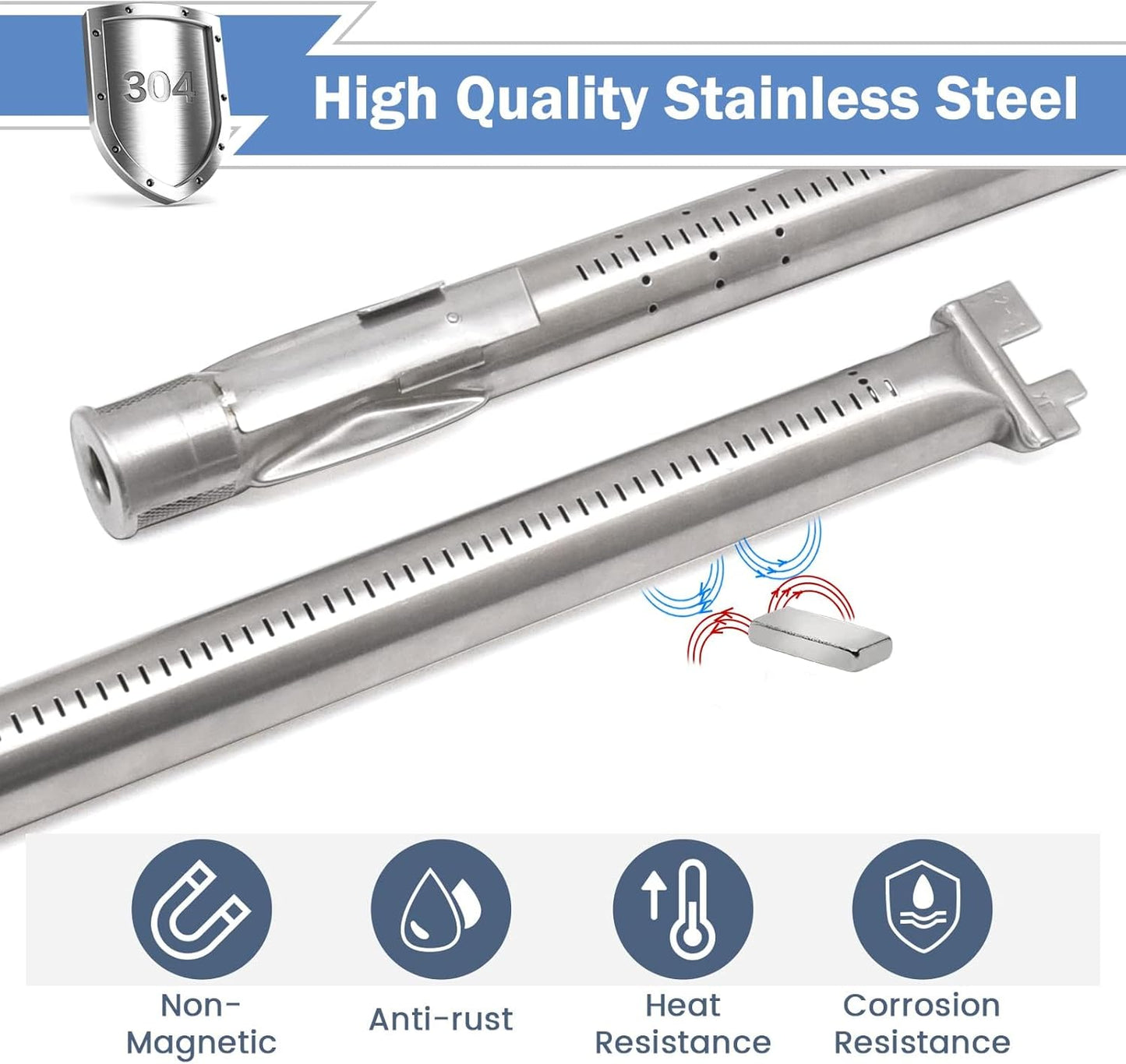 Criditpid Grill Replacement Parts for Weber Spirit I/II 200 with Front Control, Stainless Steel 7635 Flavorizer Bars, 69785 Burners & 7637 Grid Grates for Weber Spirit E210, E220, S210, S220 Grills.