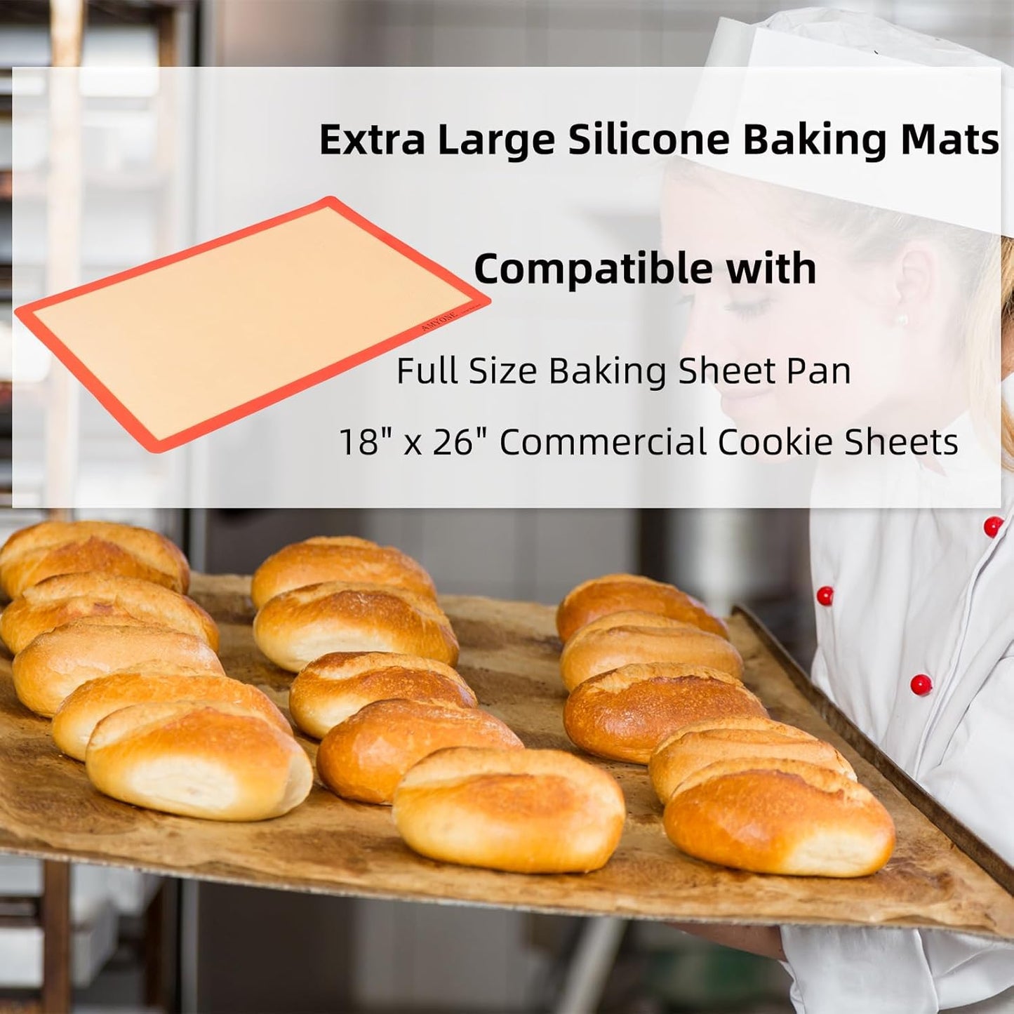 AMYONE Silicone Baking Mats for Full Size Sheet Pan, Non-Stick Silicone Baking Sheet Liners for Cookies/Pastries/Chicken/Vegetables, Food Grade Silicone Mat for 18 x 26-inch Full Baking Pans, 1 PCS