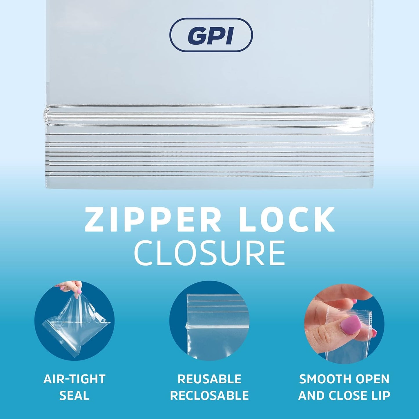 GPI - 9" X 12" - Bulk Pack of 500, 4 Mil Thick, Heavy Duty, Clear Plastic Reclosable Freezer Zip Bags, Strong & Durable Poly Baggies with Resealable Zipper Top Lock.