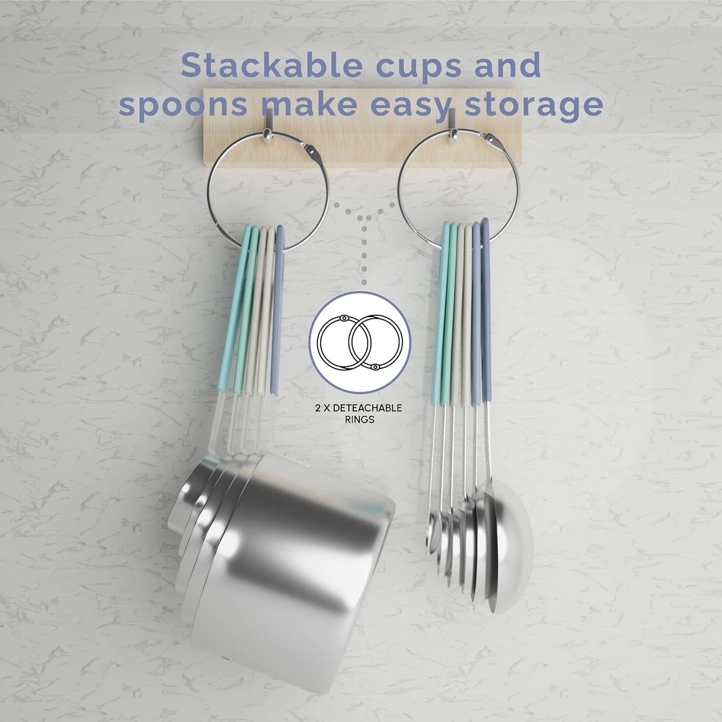 Measuring Cups and Measuring Spoons Set of 14 - Stainless Steel Measuring Cups and Spoons Set, Includes 1/8 Teaspoon Measuring Spoon, 1/8 Cup Measuring Cup, Leveler Dry (14, Farmhouse)