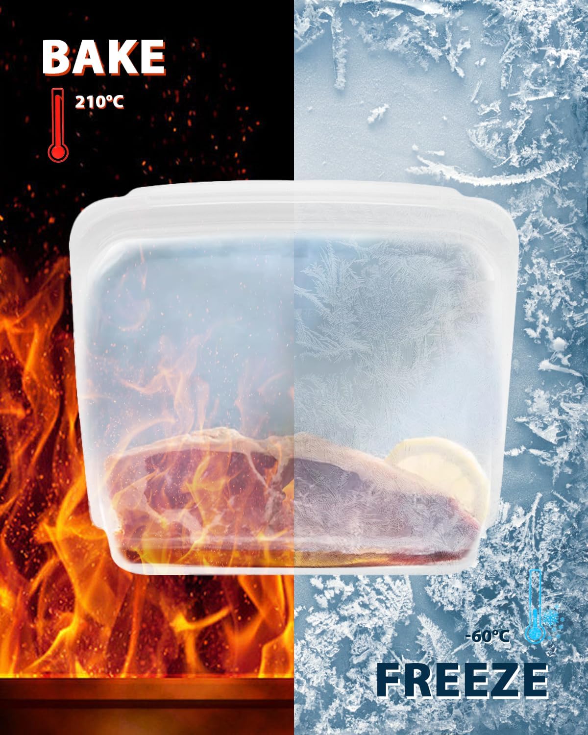 Reusable Silicone Storage Bag, 8Pack Pocket, Snack, and Sandwich Bag, Endurables Seal-Top Silicone Bags for Food Storage, Freezer, Microwave, Oven, Dishwasher Safe (Clear & Mint Green)