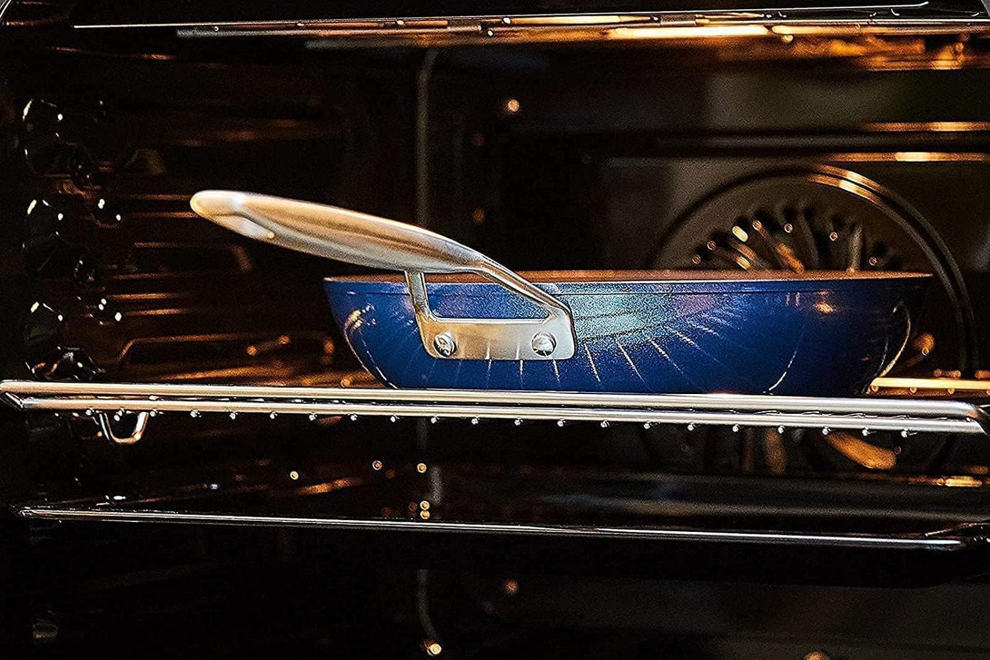 MsMk Small Nonstick Frying pan Blue, 8-inch Durable Egg Omelet Skillet, Titanium and Diamond Non Stick Coating From USA, for Induction,Cerammic and Gas Cooktops, Oven Safe,Dishwasher Safe