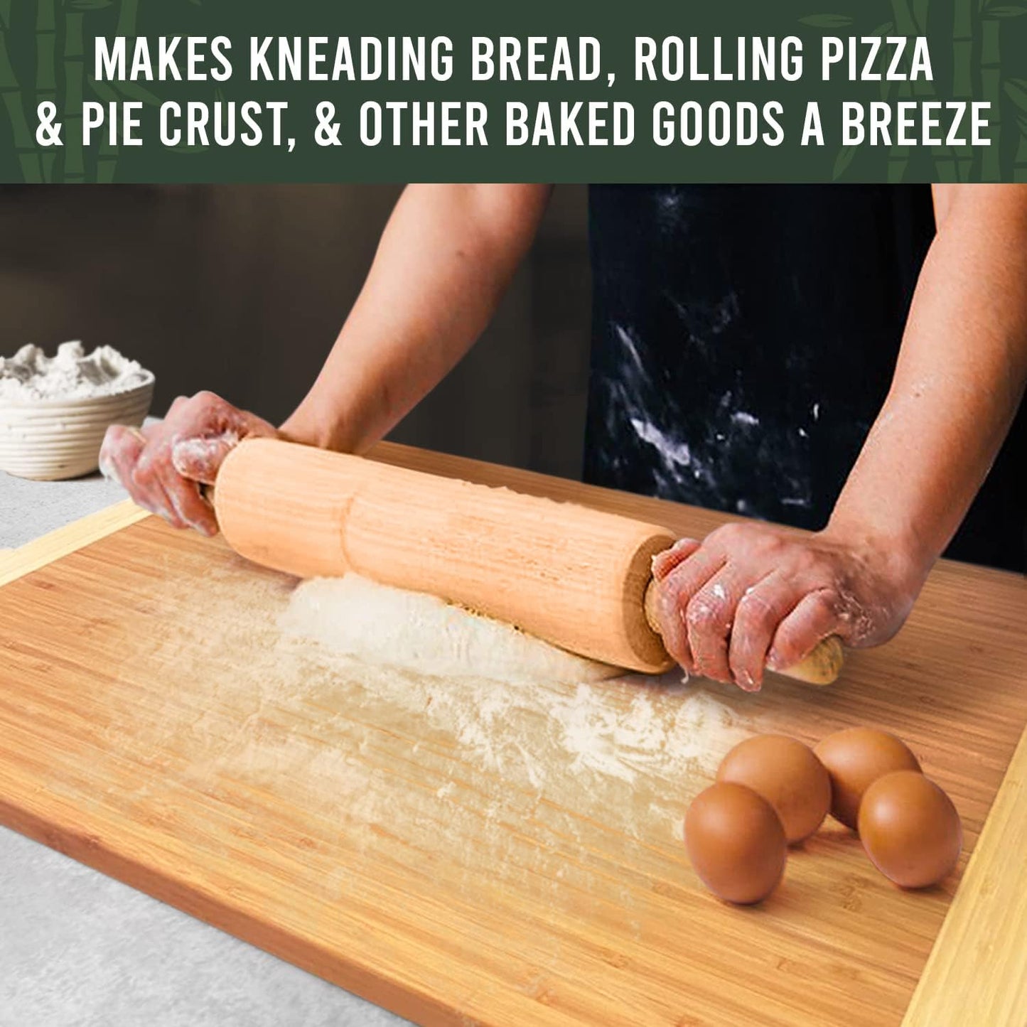 FSC® Certified Organic 30 x 20 Inch Extra Large Bamboo Cutting Board with Lifetime Replacements – 3XL Butcher Block, Oversized Carving & Charcuterie Board, Stovetop Cover for Kitchen Counter Space