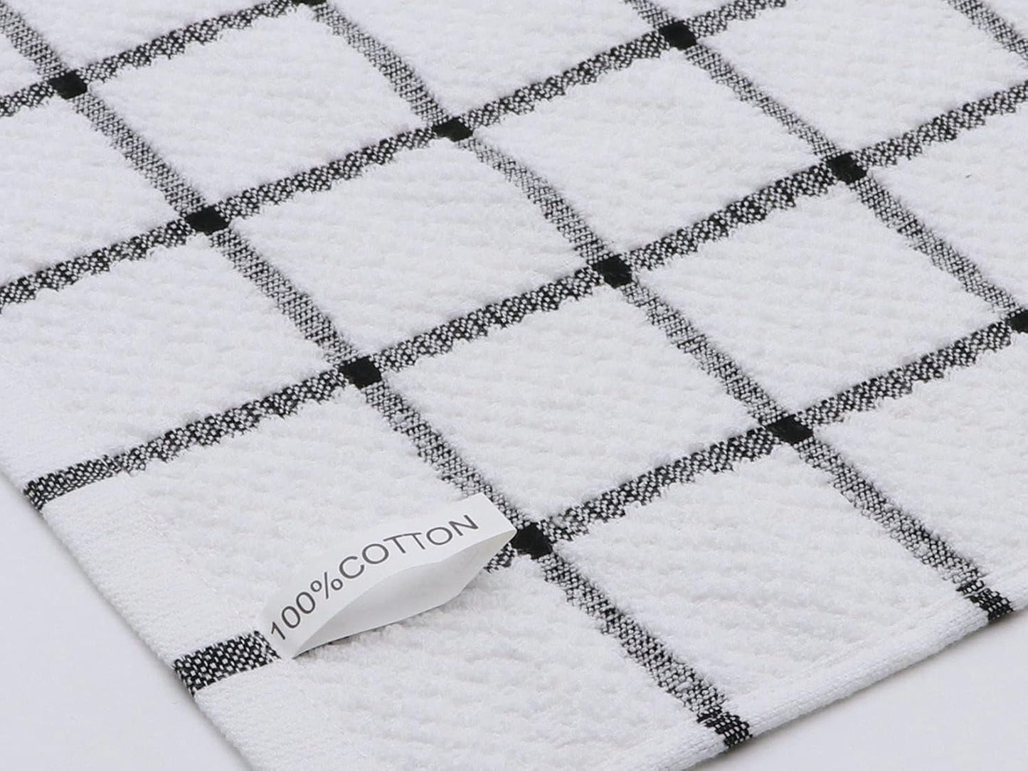 Cotton Dish Towels for Kitchen, Terry Dish Cloths for Washing Dishes, 12 x 12 Inches, Light and Soft, Quick Drying Dish Rags for Cleaning, 8pc/Set (Black)