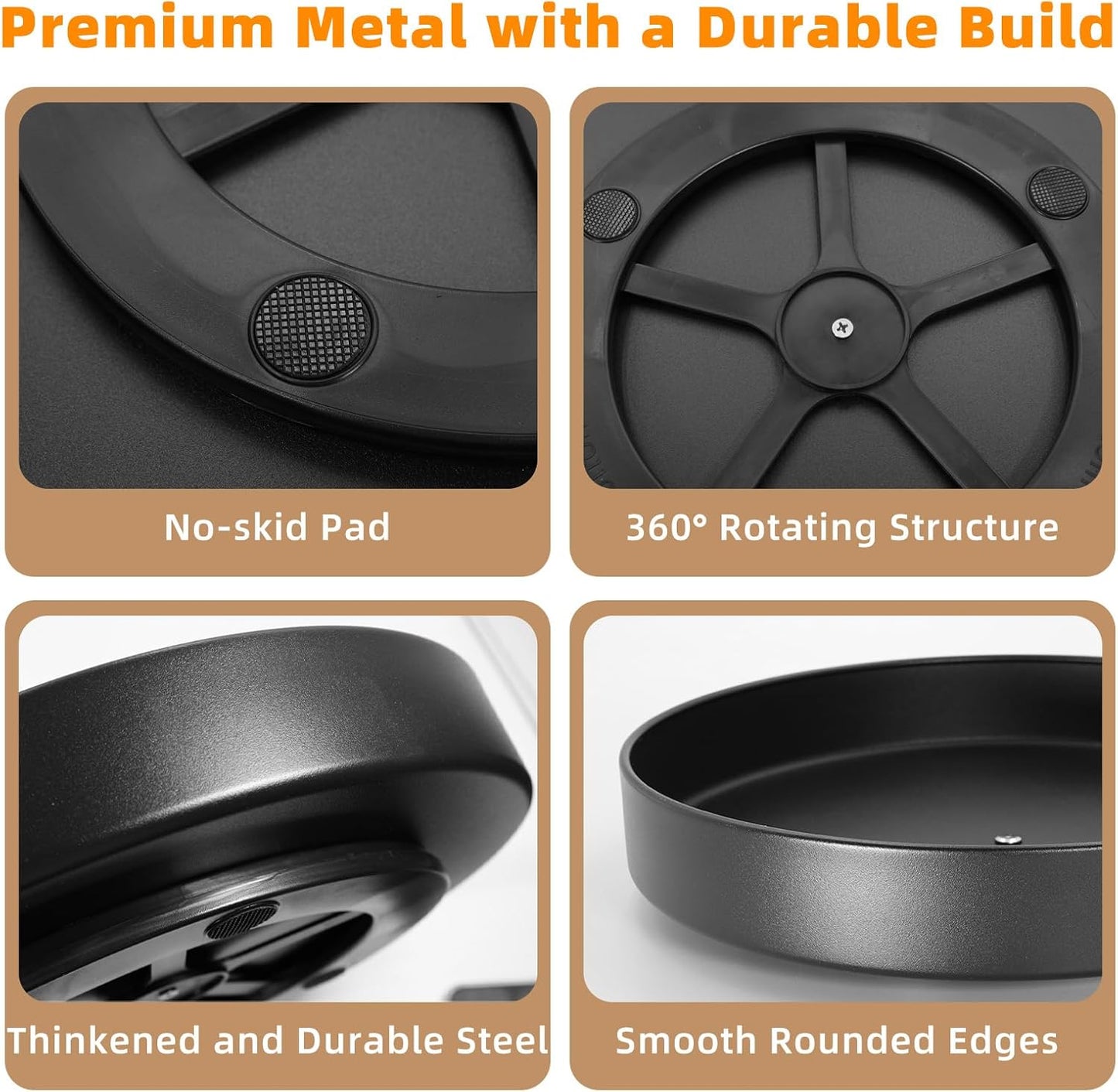 Metal Lazy Susan Organizer, 10 Inch Anti-Rust Turntable for Cabinet, Kitchen, Dining Table, Bathroom – Rotating Spice Rack, Spinner Storage, Round Carousel Organizer for Countertop Black