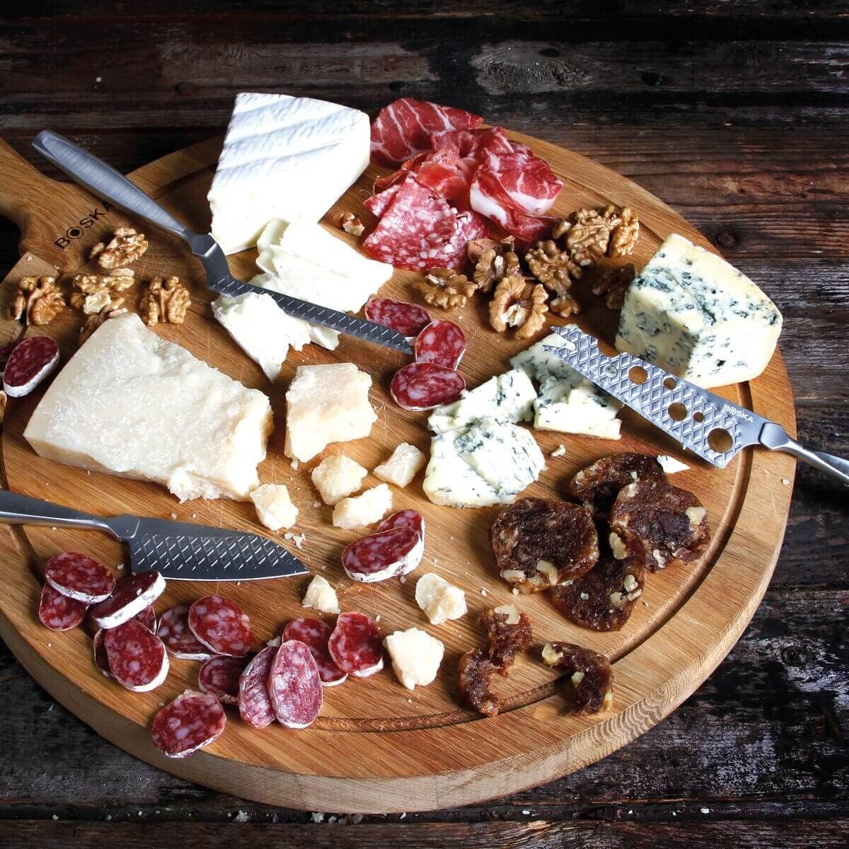 Boska Stainless Steel Cheese 3 Knife Set - Great for Cheese - Multi-Purpose Cheese Slicer - Handheld Slicer - Silver Non-Stick - Dishwasher Safe - For Kitchen Cooking