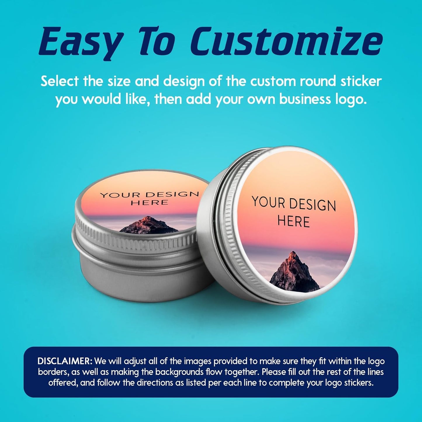 100 Custom Vinyl Stickers - Upload Your own Image, Text, Design, Logo - Personalized Logo Labels for Handmade, Packaging, Bottle, Jars, Candle, Brand Stickers (Mountain, 6x6)
