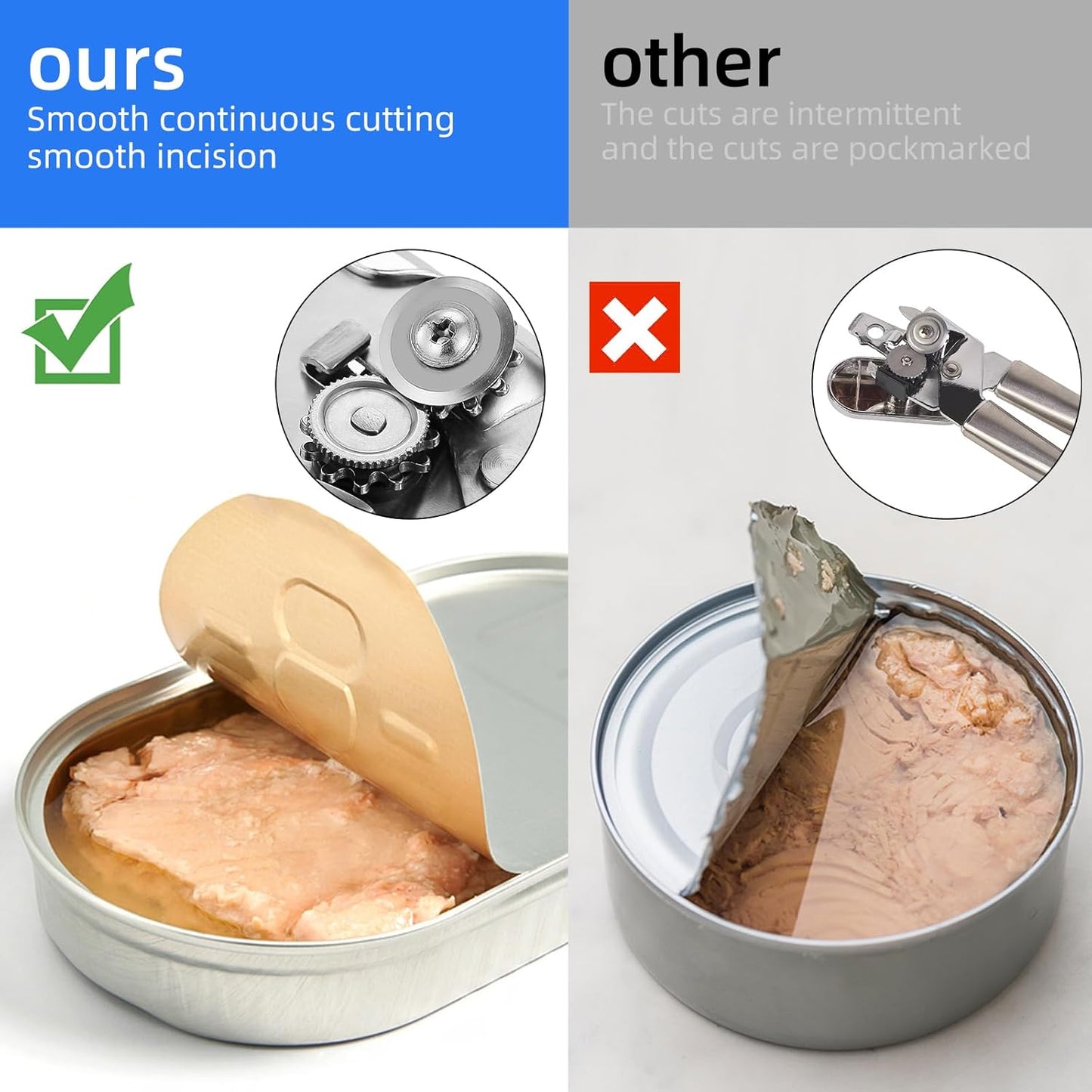 Multi-function Manual Can Opener Bottle Opener, Oversized Hand-held Easy Rotary Knob, Safe Cut Can Opener with Non-Slip Handle, Smoother Cut Sharp Blade for Seniors Kitchen Tool, Blue