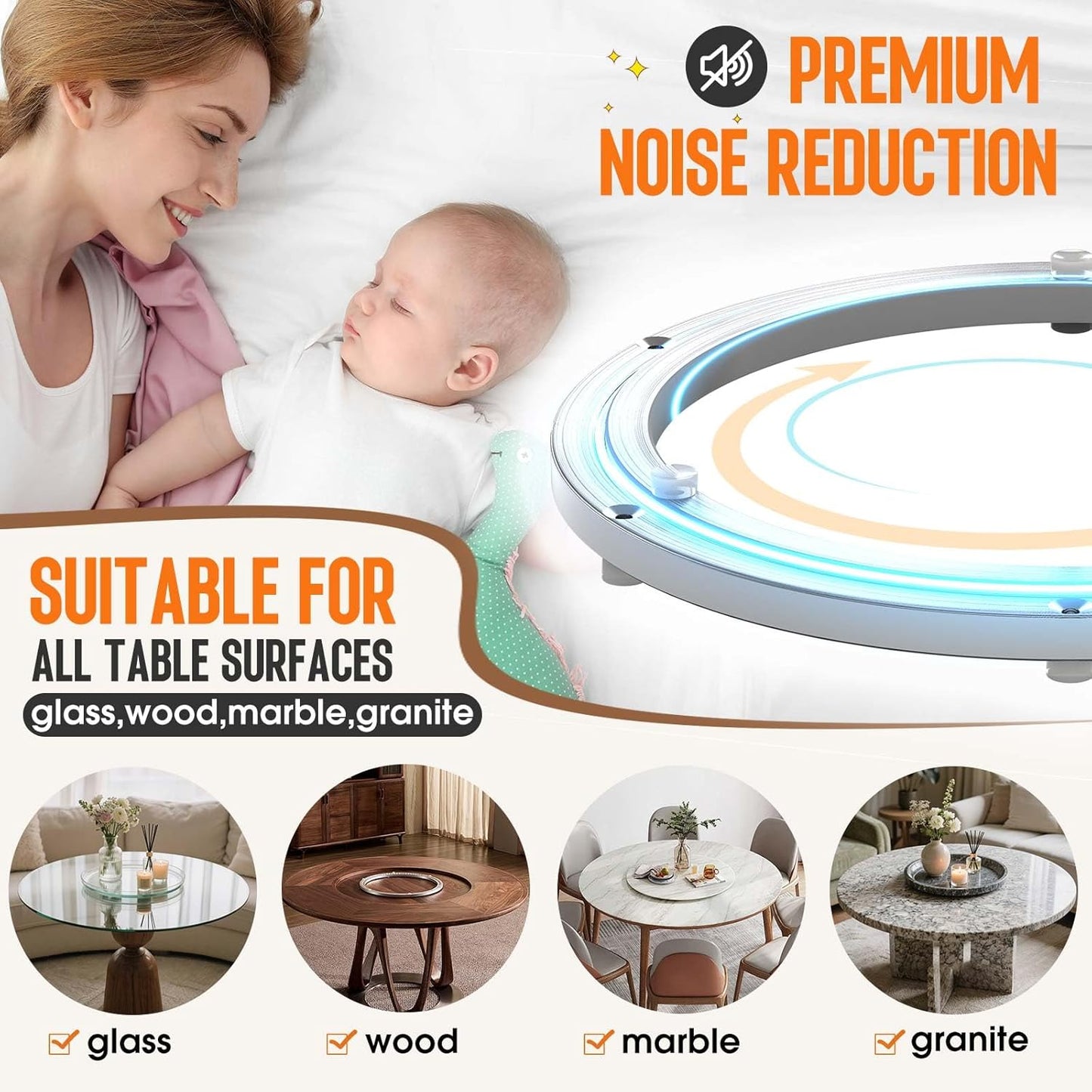 Pisman Aluminium Alloy Turntable Bearing, Heavy Duty Lazy Susan Rotating Bearing Turntable,Smooth Swivel Plate Hardware for Round Dining Table,DIY. Silent Rotating Base Only(16inch)