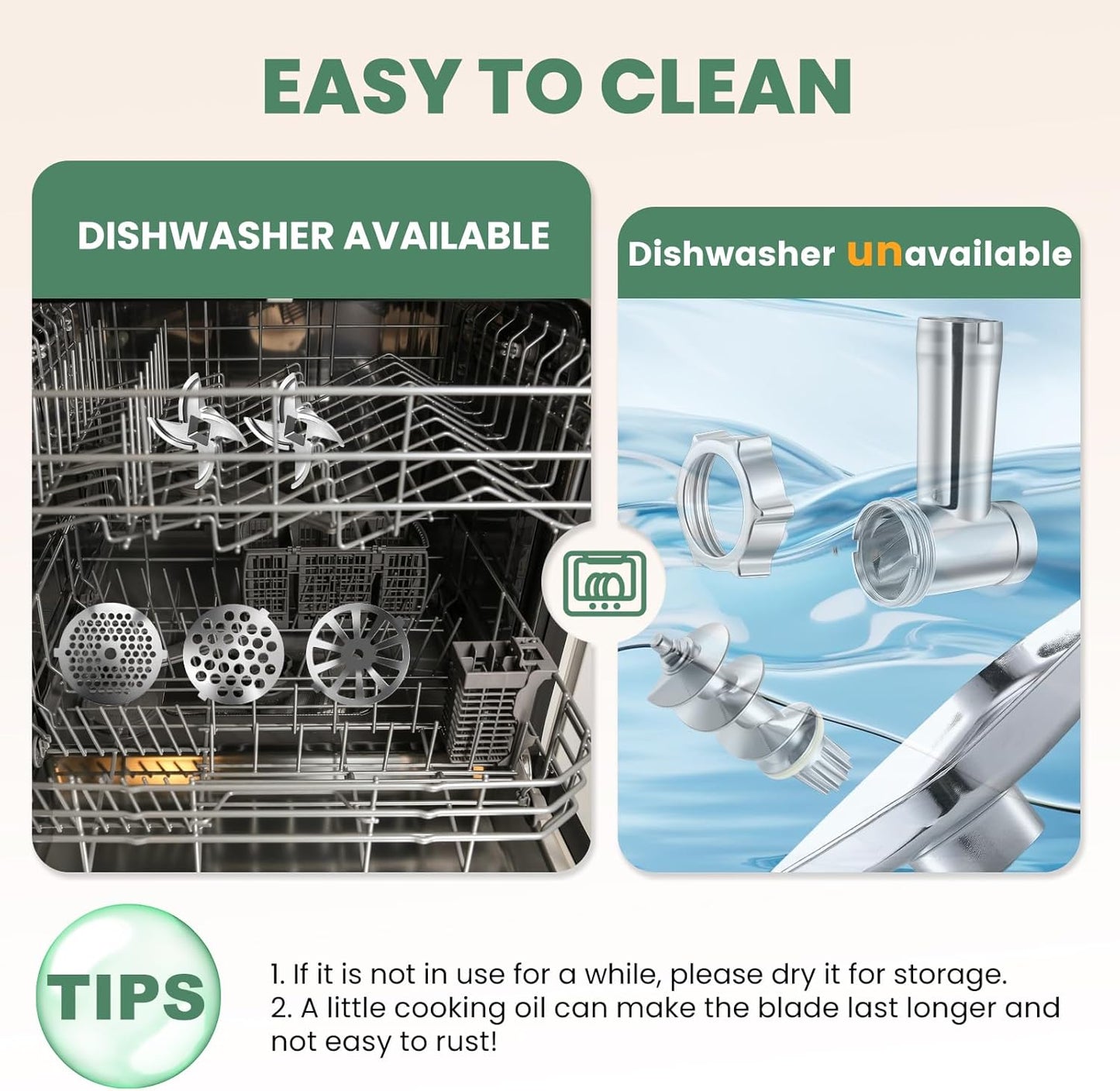 Huanyu Electric Meat Grinder 2000W Max Power Heavy Duty with Touchscreen, 2 Blades, 3 Plates, Sausage Tubes and Kubbe Kit #10 Outlet for Home Use