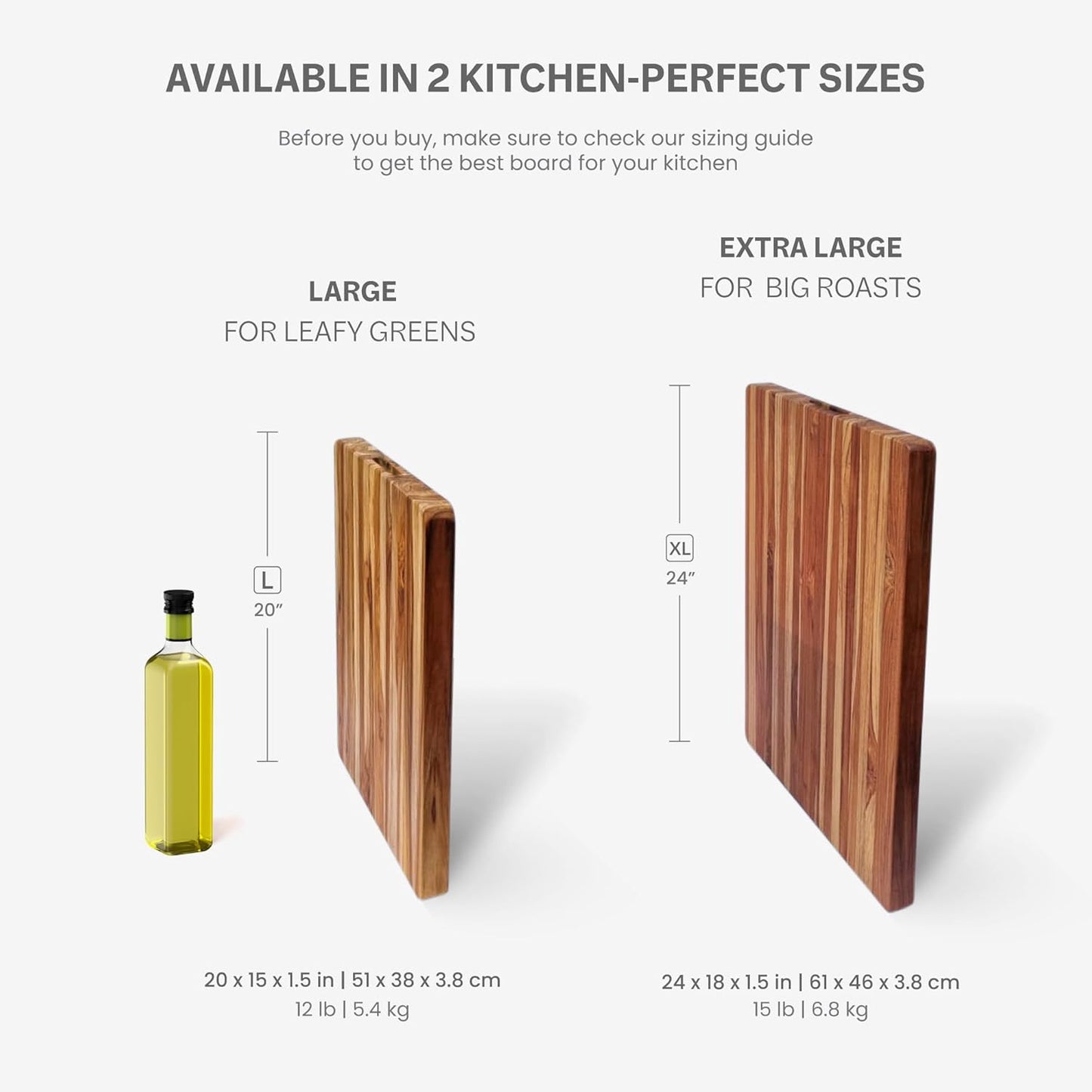 Teakhaus Cutting Board - Large (L) Wood Cutting Board with Grip Handles - Reversible Teak Edge Grain Wood - Knife Friendly - FSC Certified